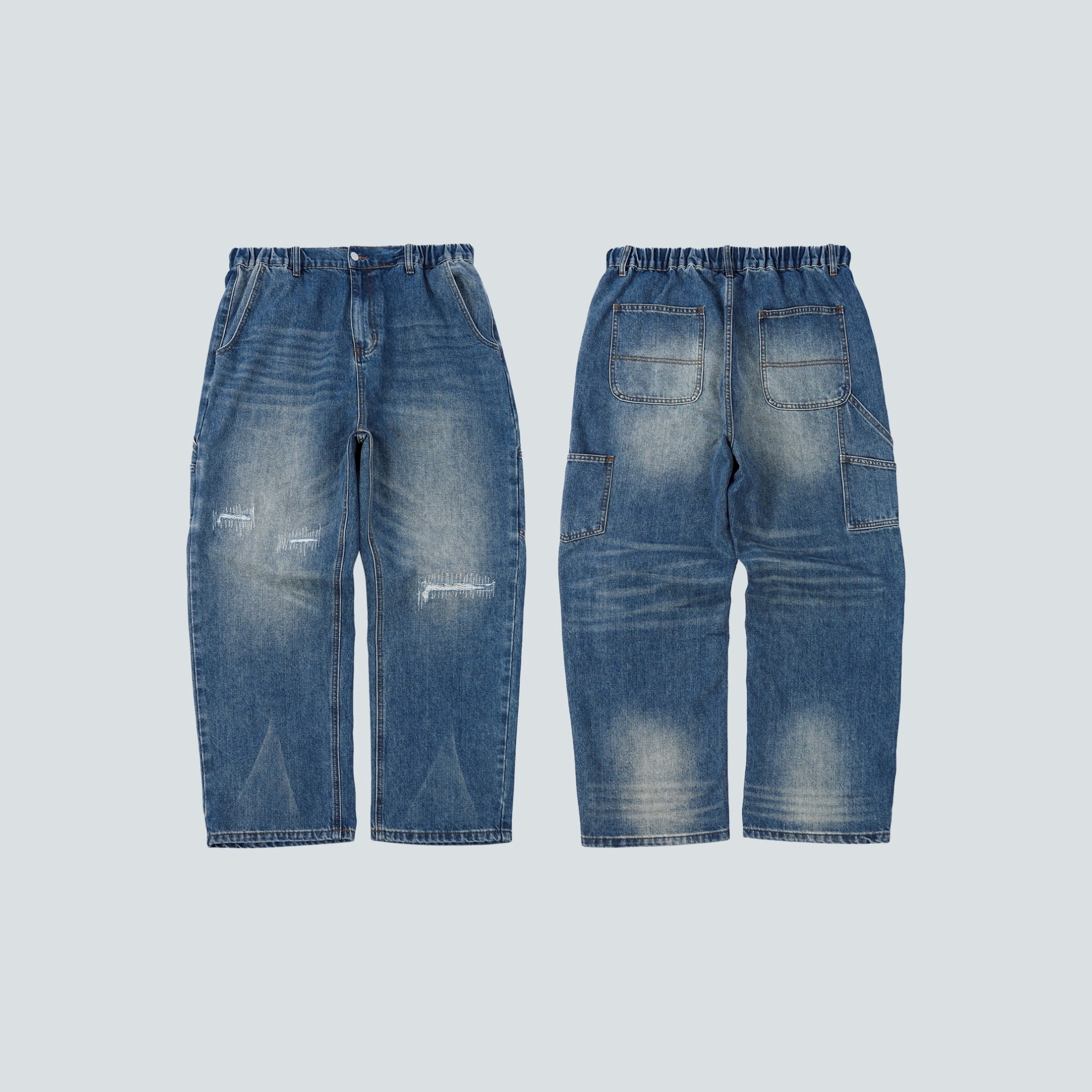 SBG 寬鬆補釘畫家牛仔長褲 SB807