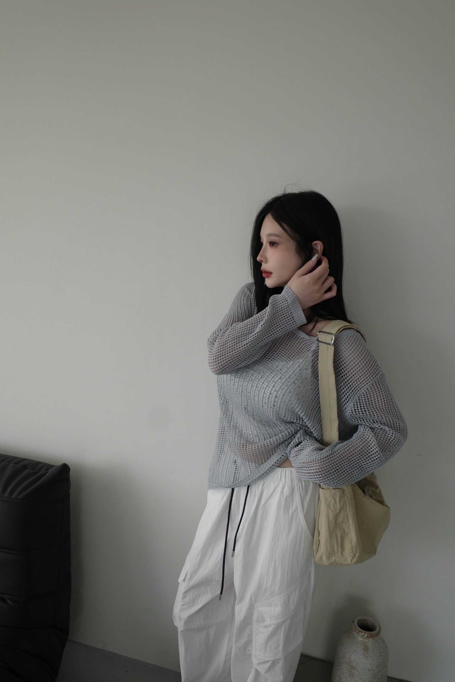 <女裝現貨💗> D112 V領針織鏤空寬鬆上衣 兩色