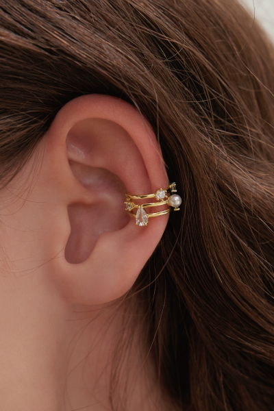 細緻鋯石珍珠耳骨夾(單支)