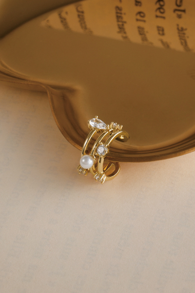 細緻鋯石珍珠耳骨夾(單支)