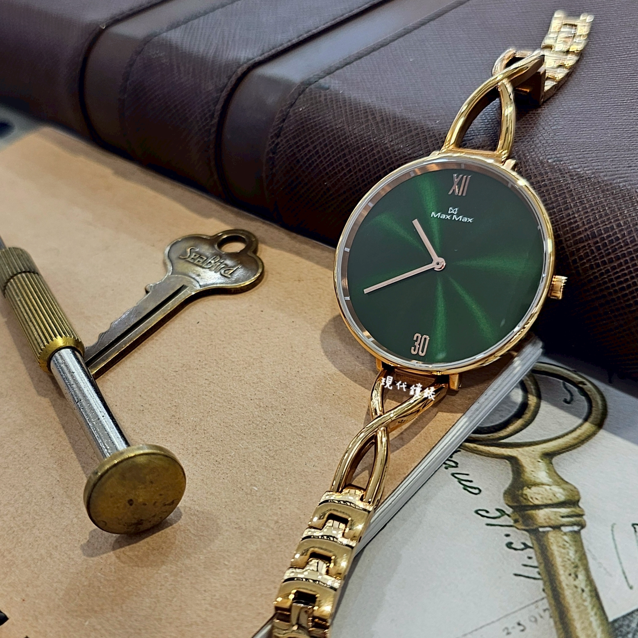 【Max Max】晶耀系列 靜謐墨玉綠MAS7032-5 38mm現代鐘錶