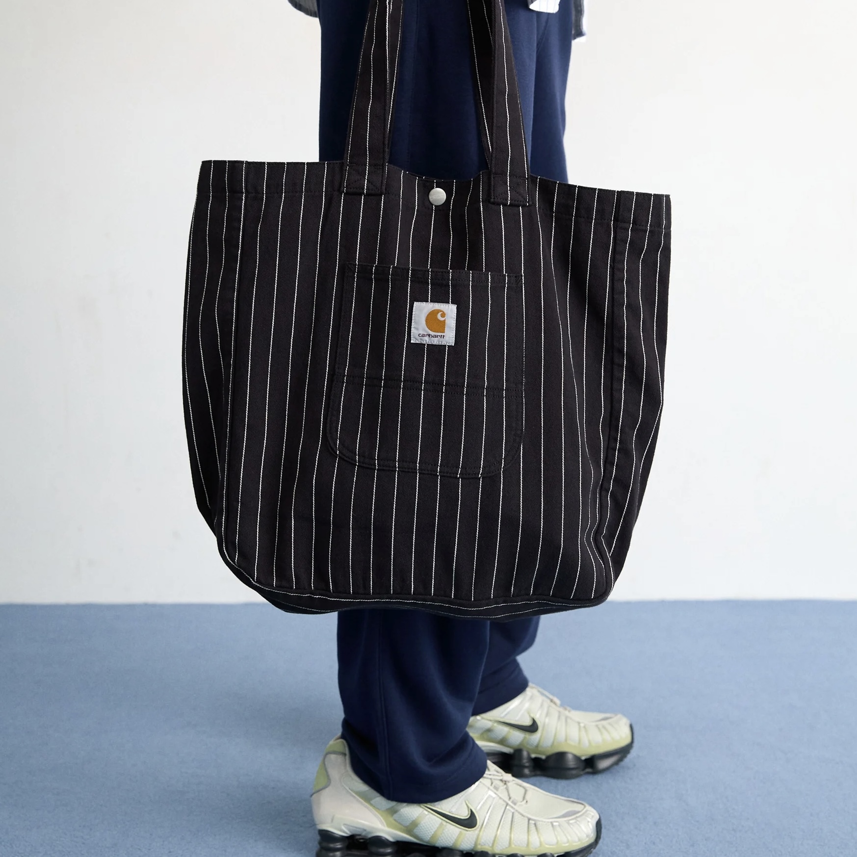 CARHARTT WIP HENDRY 條紋 棉 托特包 購物袋 單肩包 男女同款 情侣款 黑色/預購