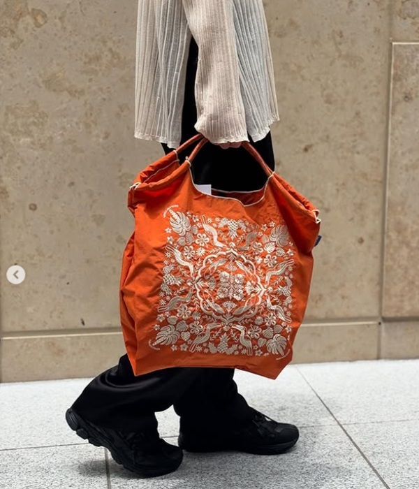 Ball＆Chain 刺繡環保購物袋 M號 - 橘 (30106207)