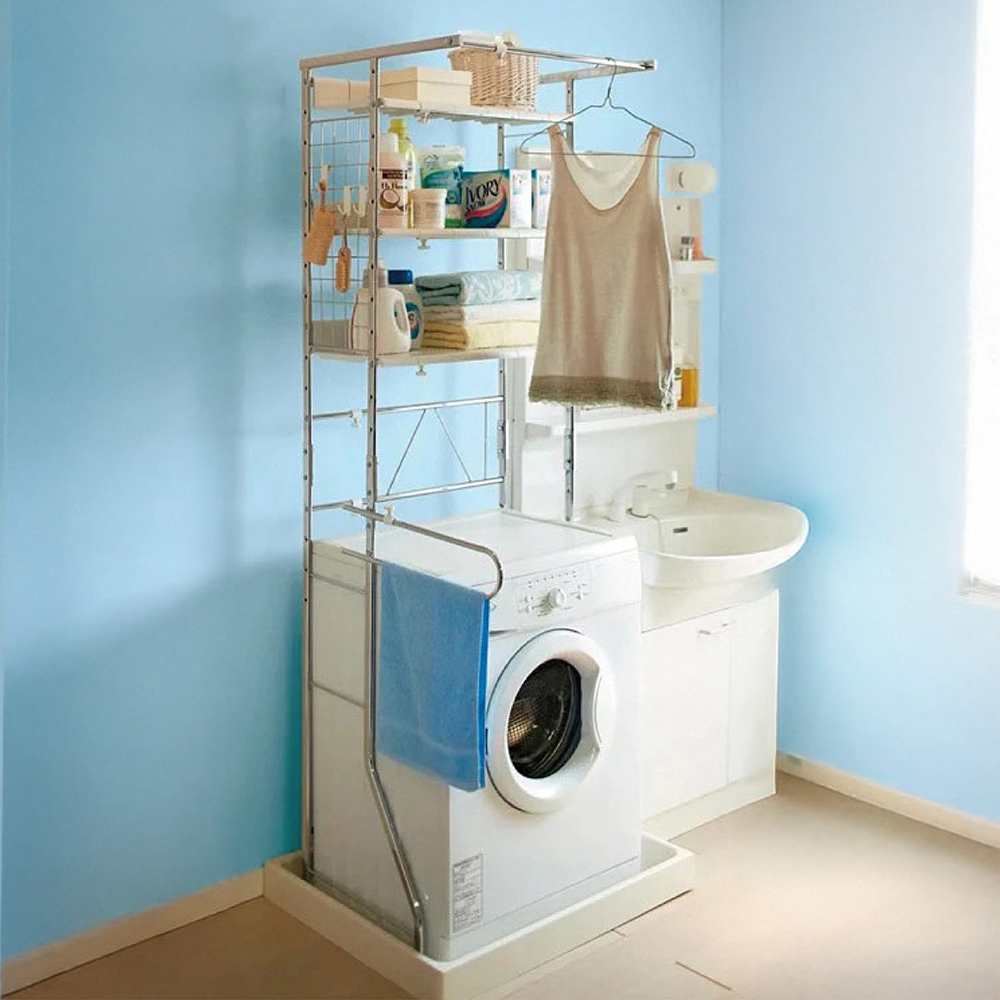 ⓂⒾⓉ臺灣製Luminous Series鋼製可伸縮三層洗衣機置物架(寬56~82cm×深53～73cm)