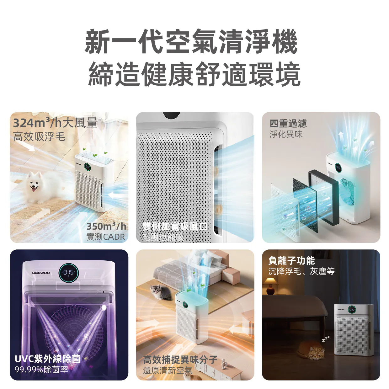 DAEWOO AP2全方位智能空氣清淨機 (寵物家庭首選)