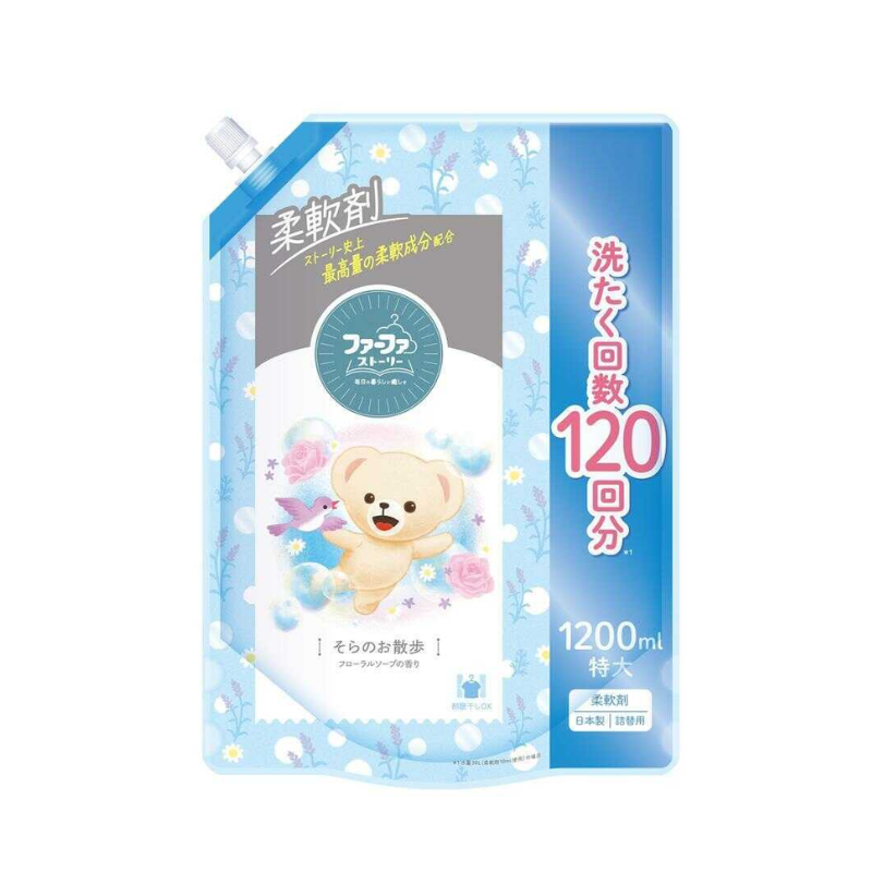 熊寶貝 持久抗菌除臭衣物柔順劑補充裝 花皂香 1200ml (Barcode: 4902135671574)