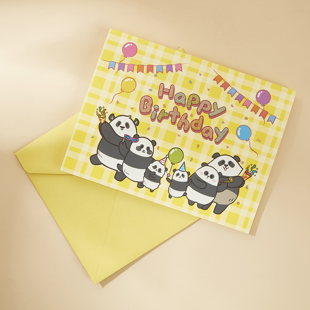 Panda Friends Party Collection - Ying Le & Babies Birthday Card