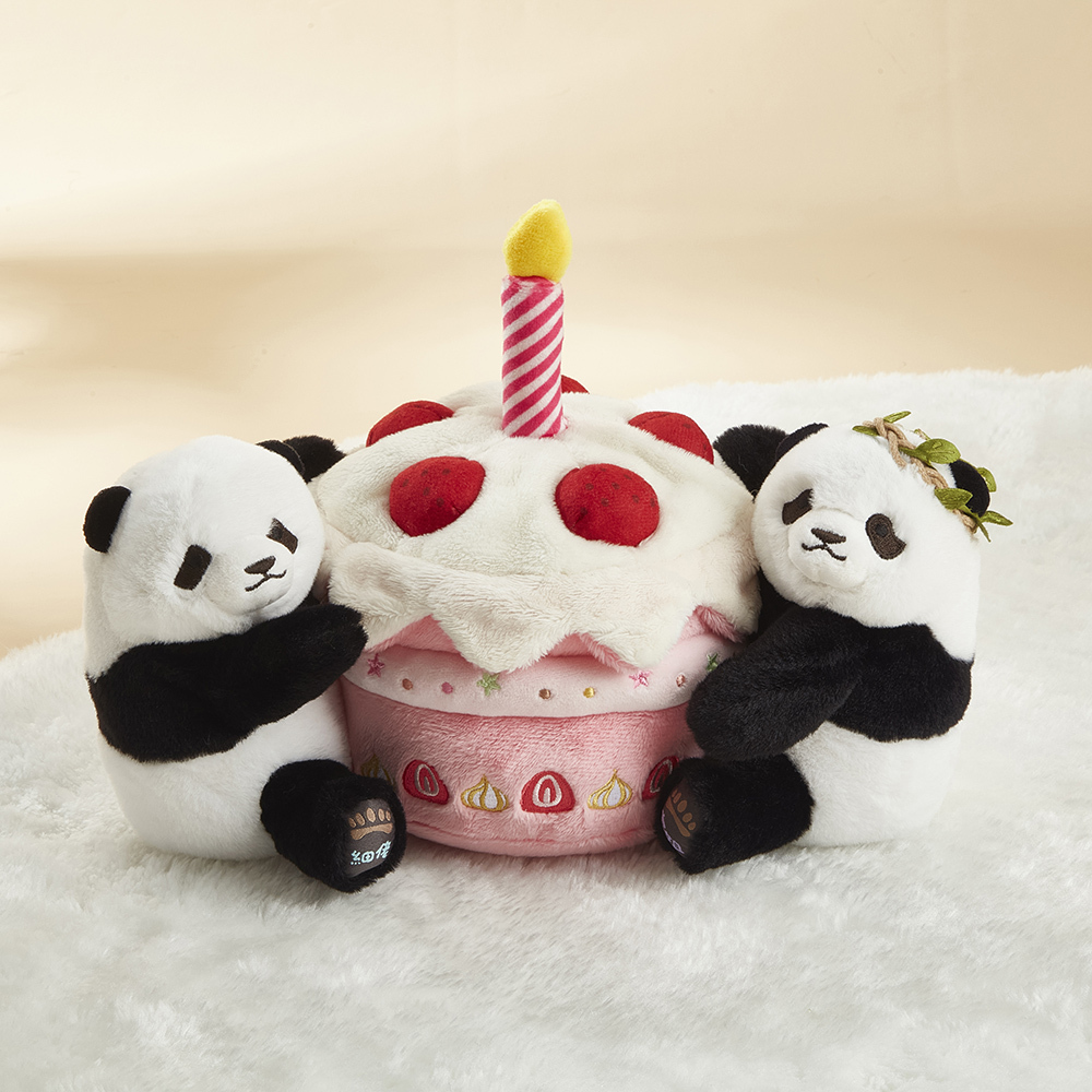 Elder Sister "Jia Jia" & Little Brother "De De" with Birthday Cake Plush