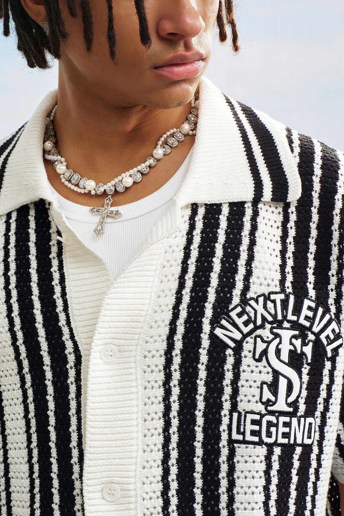 STK SmallTownKid 直條網眼 毛織  POLO襯衫 短袖