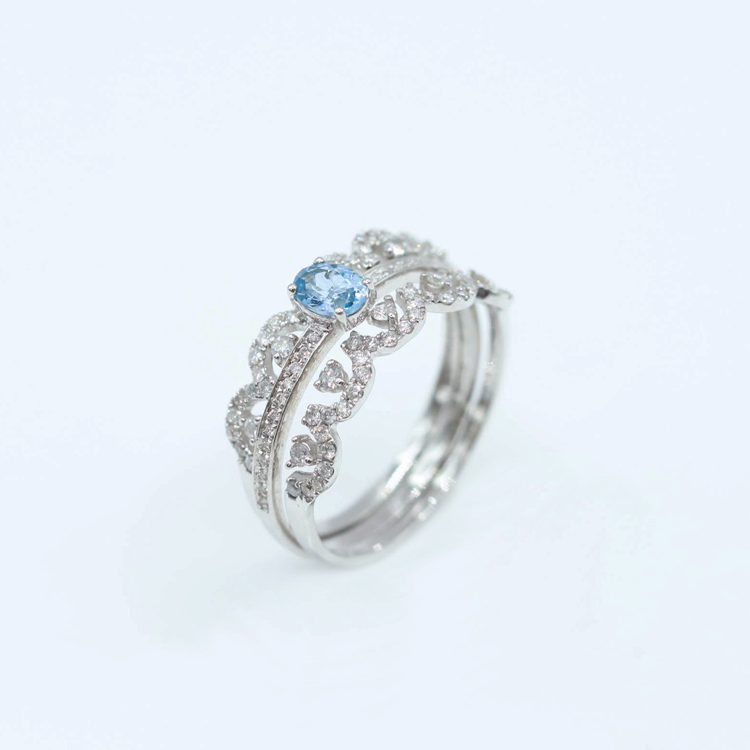 海水藍寶鑽戒D0.85ct/18k