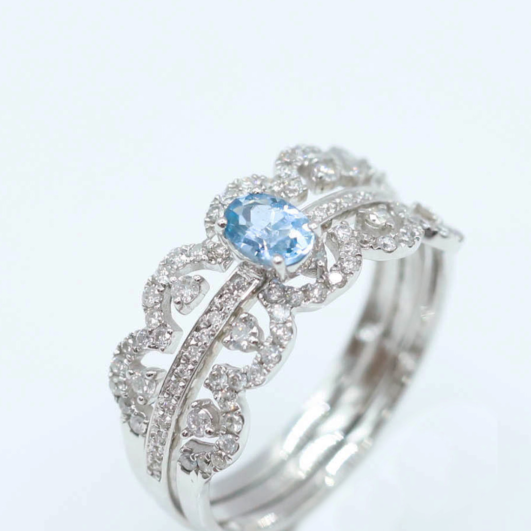 海水藍寶鑽戒D0.85ct/18k