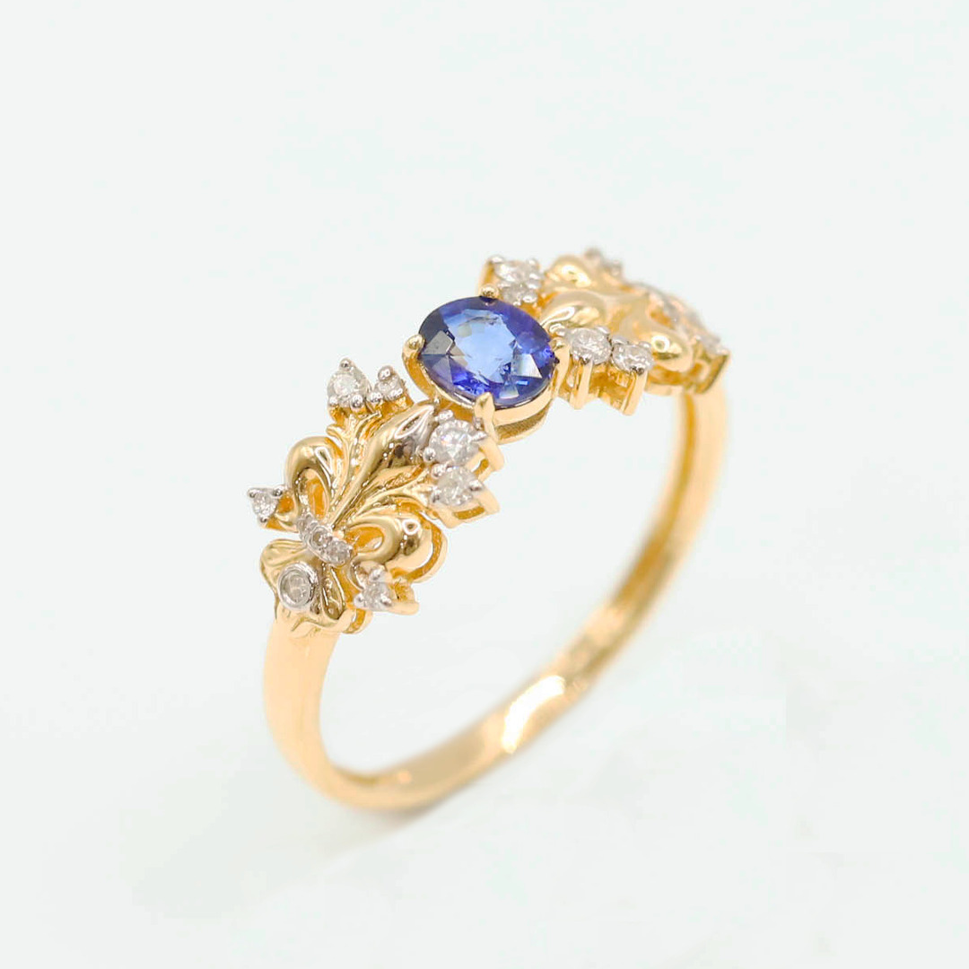 藍寶石鑽戒0.40ct/D0.16ct/18k