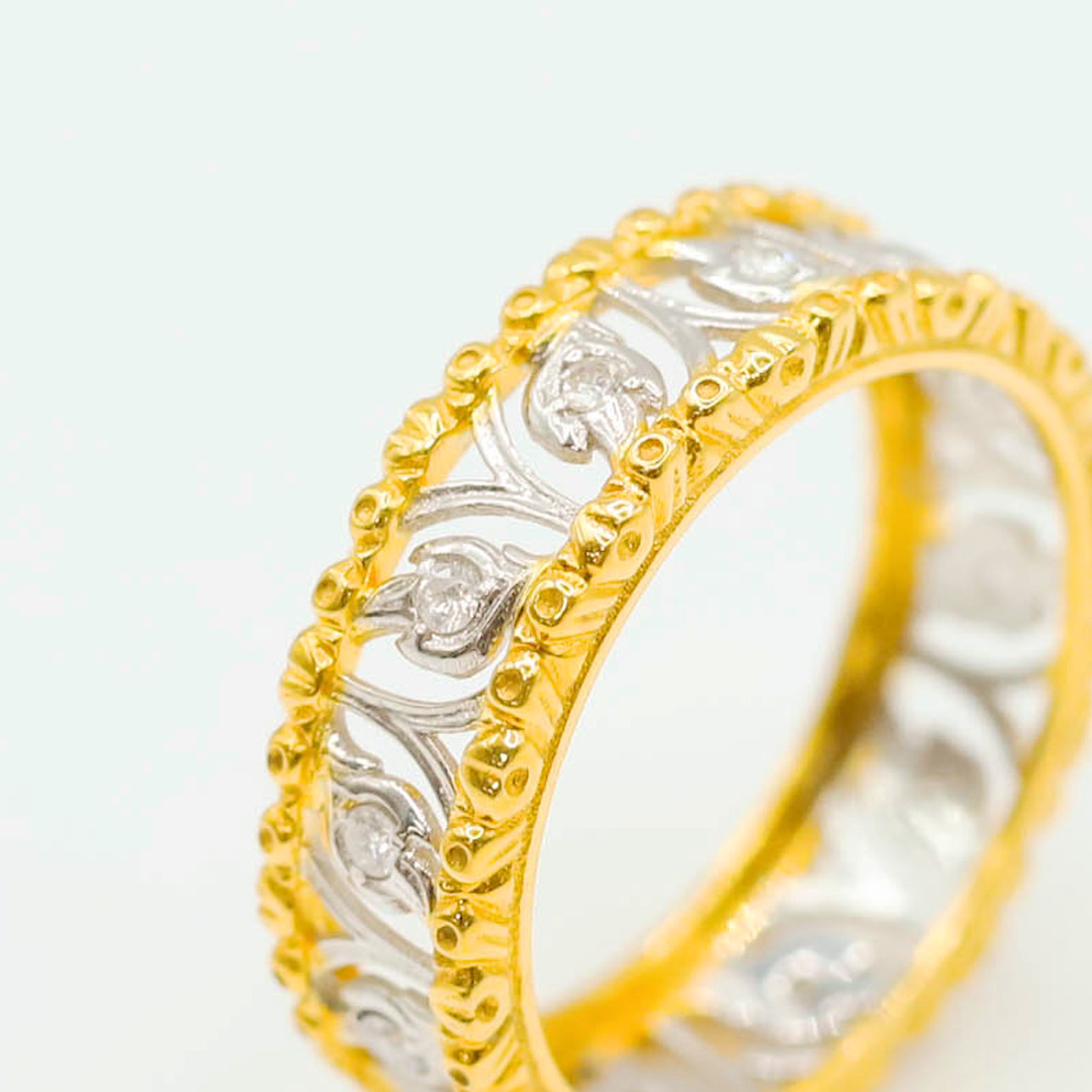 雙色造型鑽戒0.18ct/18k