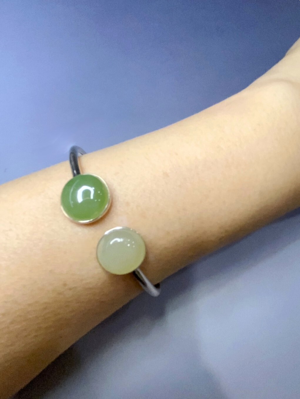 大圓滿丨雙圓和田玉銀手環