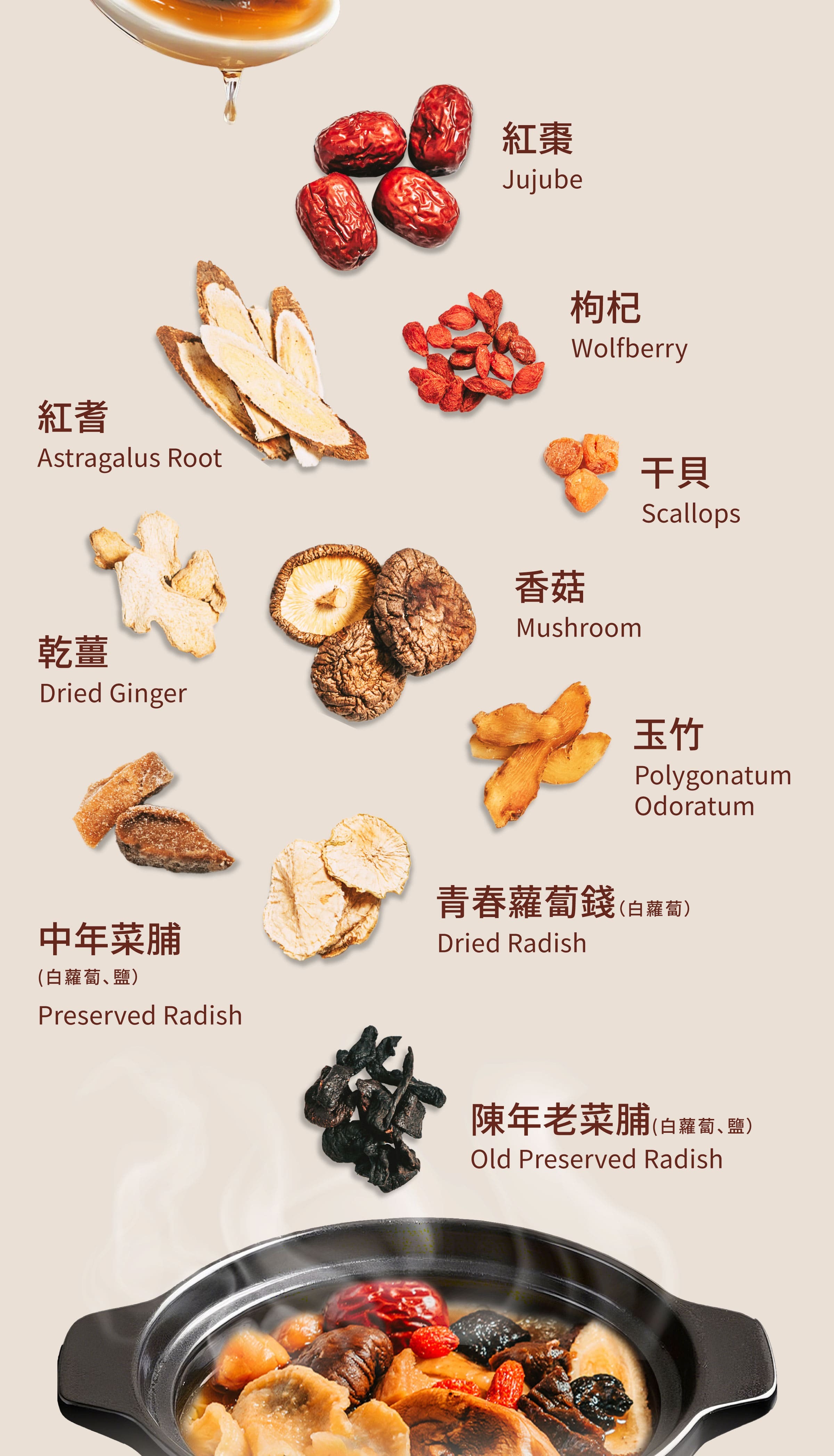 Dengyi 熟成干し大根のスープ の材料