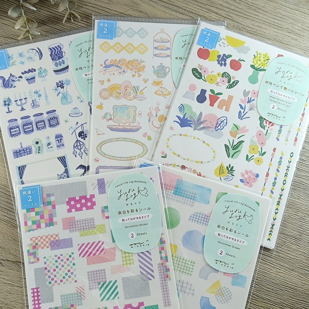 日本MIDORI．Yuru Log系列 和紙貼紙(2枚) 第二彈 共五款