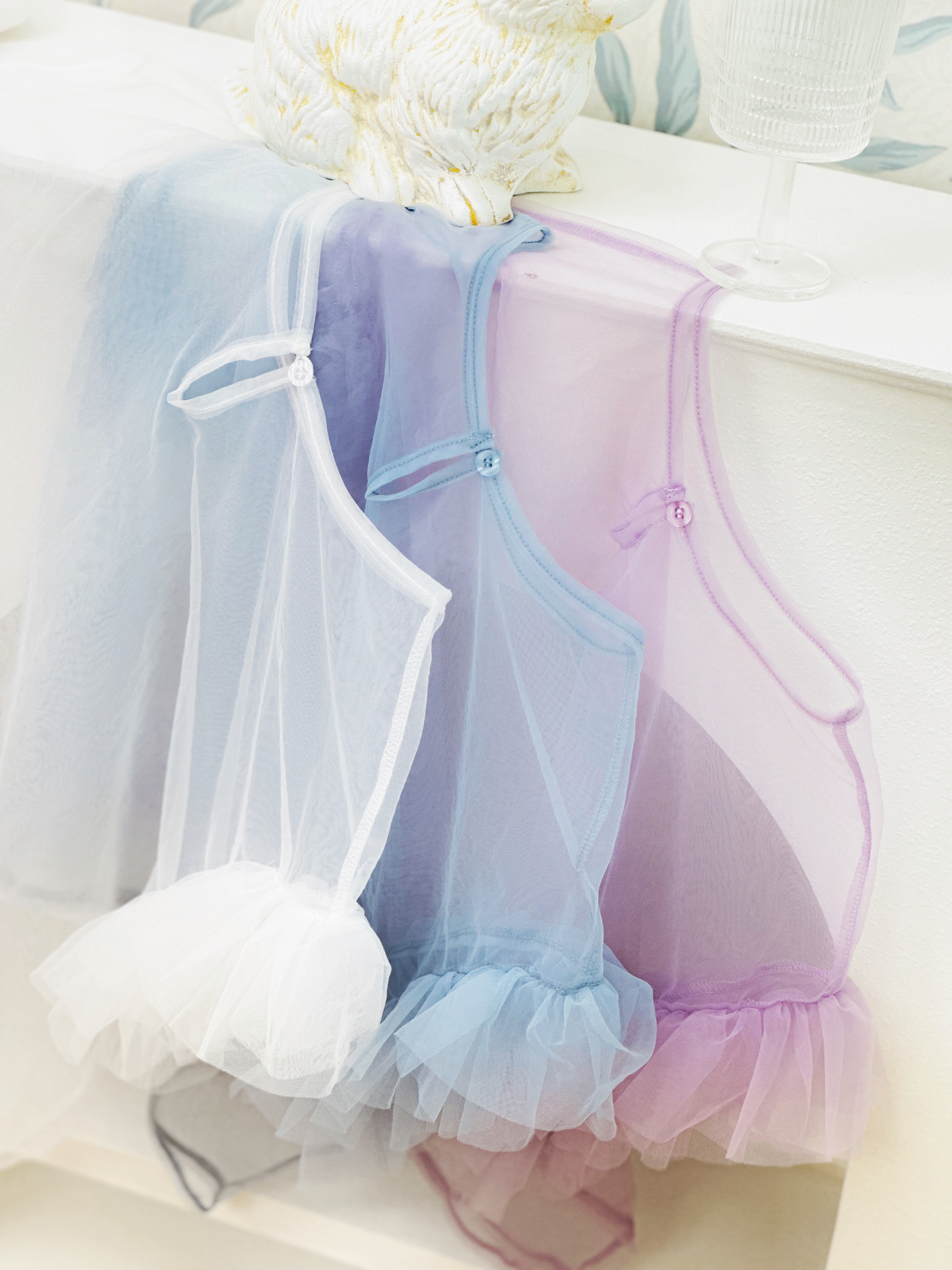 三色 / 氣質網紗不對稱上衣 / Charisma Mesh Asymmetrical Top