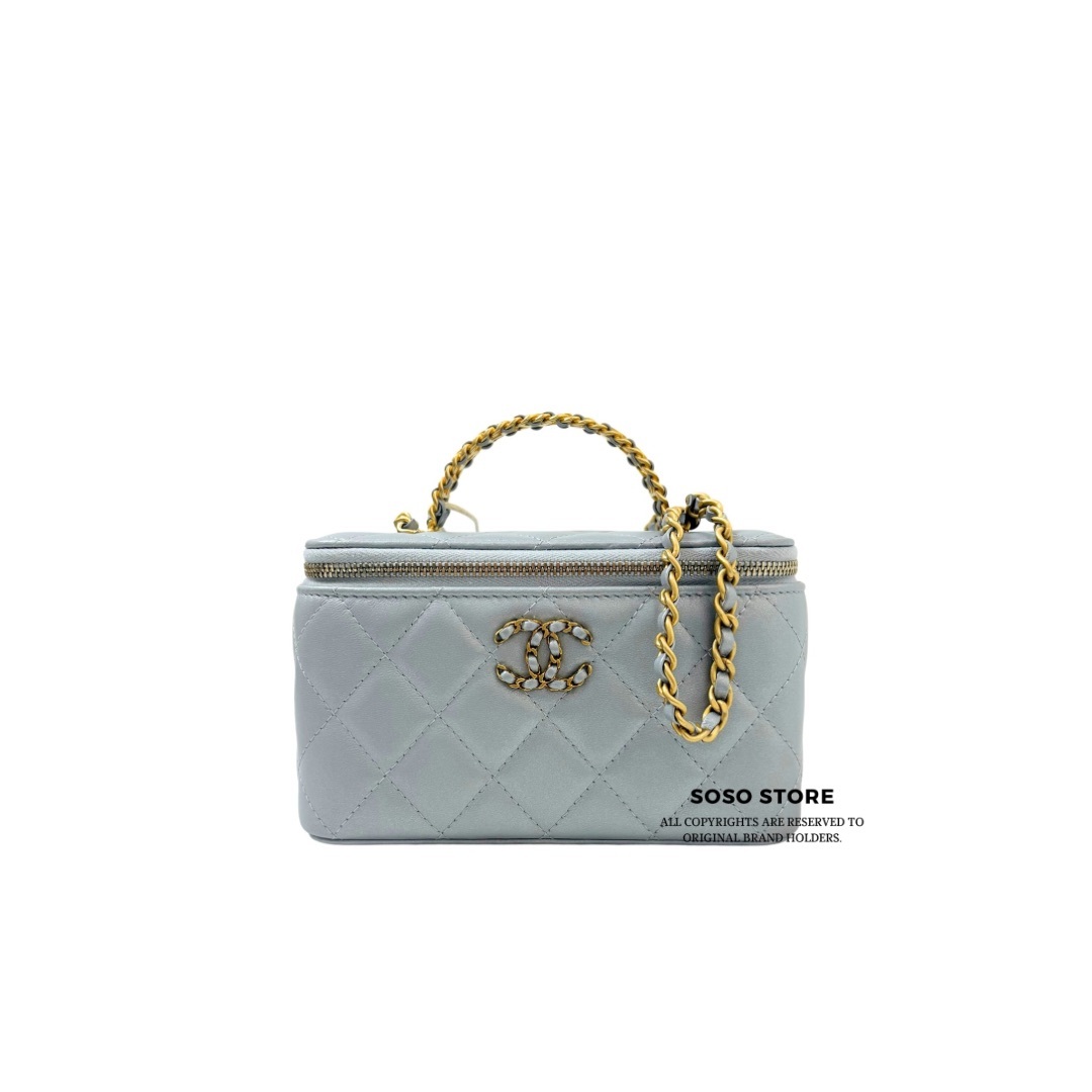 Chanel Long Box With CC Handle - Grey / Ghw