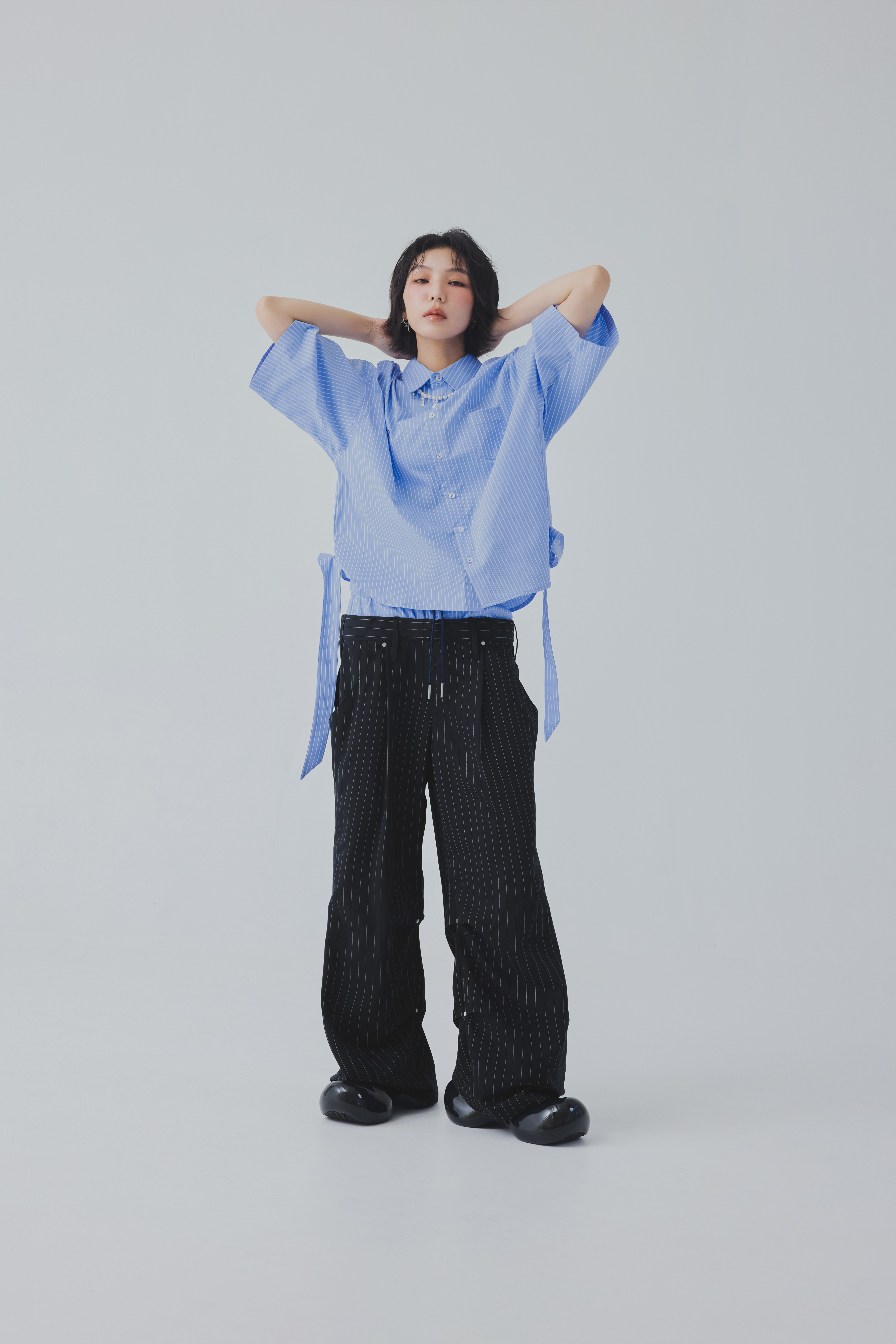 Double Waistband Trousers｜Dark Blue