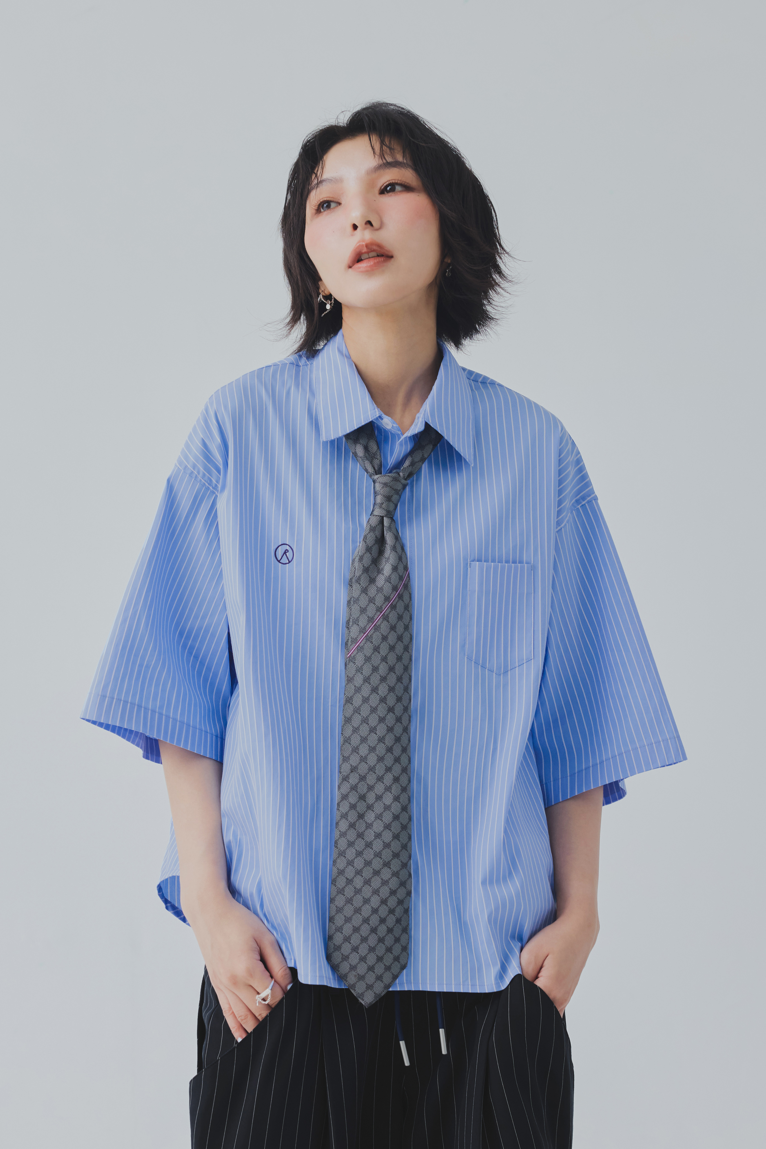 Tieflow Striped Shirt｜Royal Blue