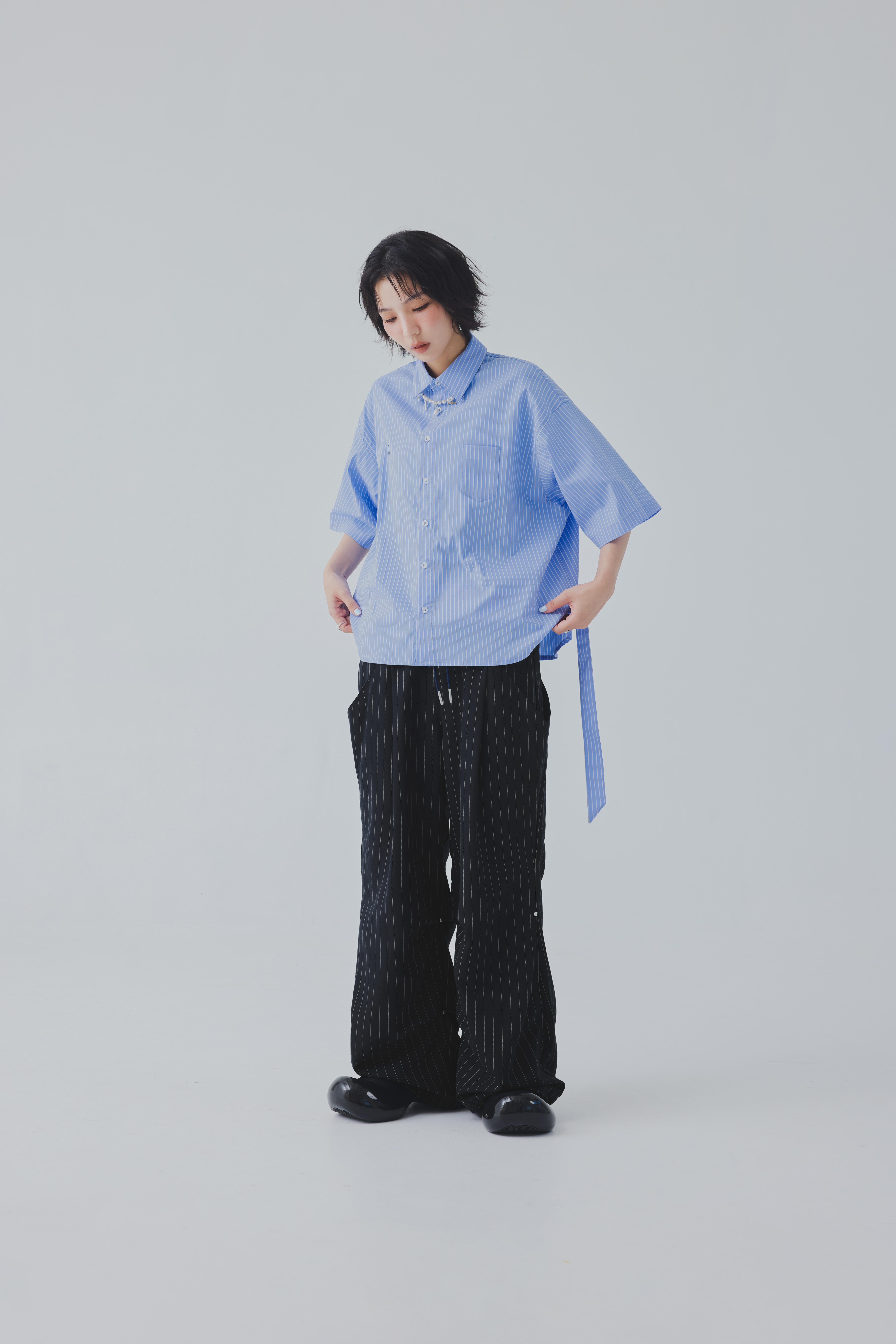 Tieflow Striped Shirt｜Royal Blue