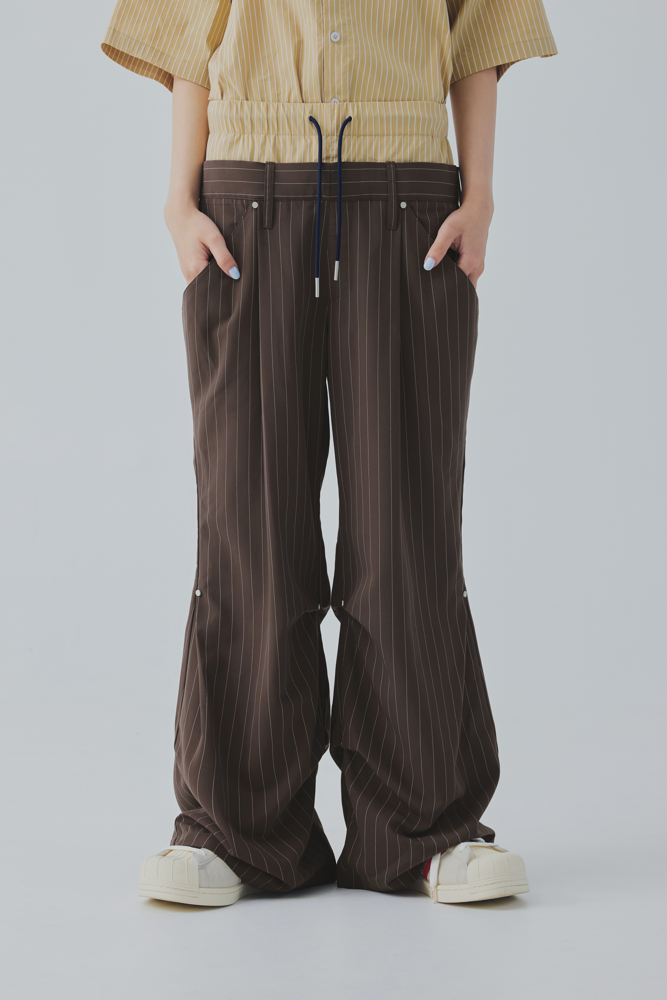 Double Waistband Trousers｜Brown