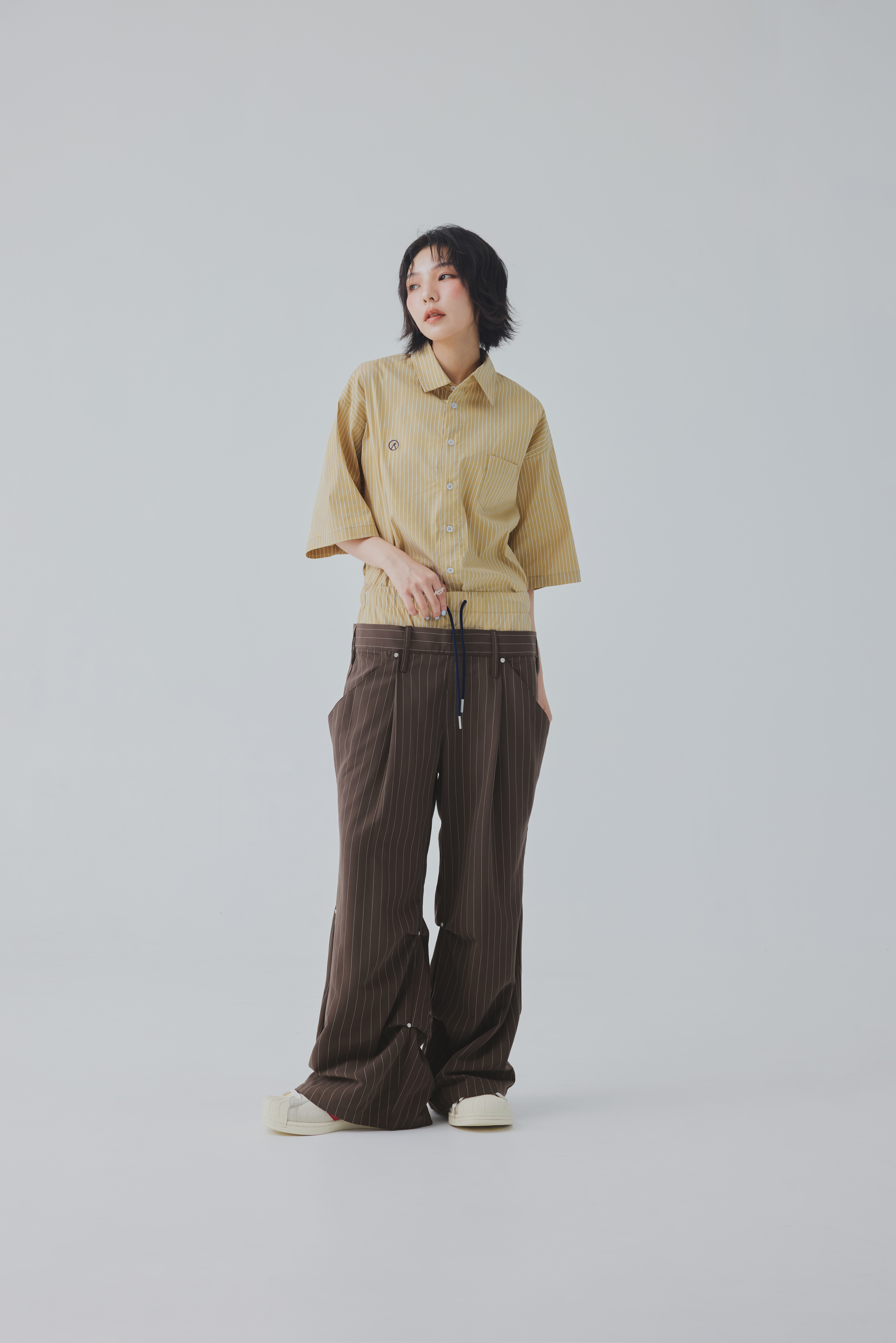 Double Waistband Trousers｜Brown
