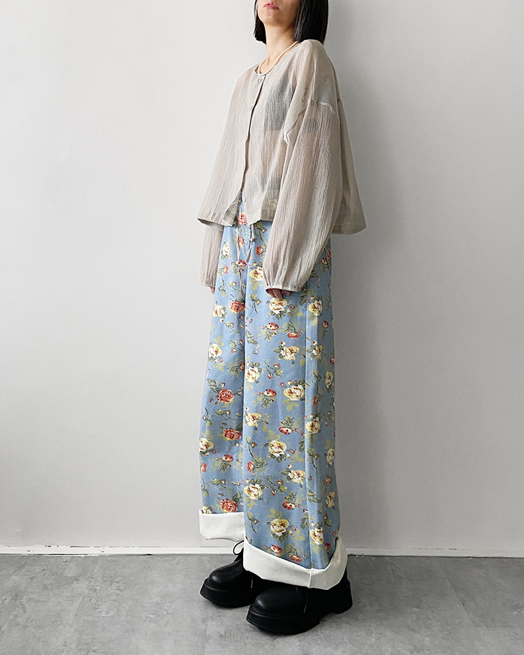 MFP-2754 花花寬管牛仔褲