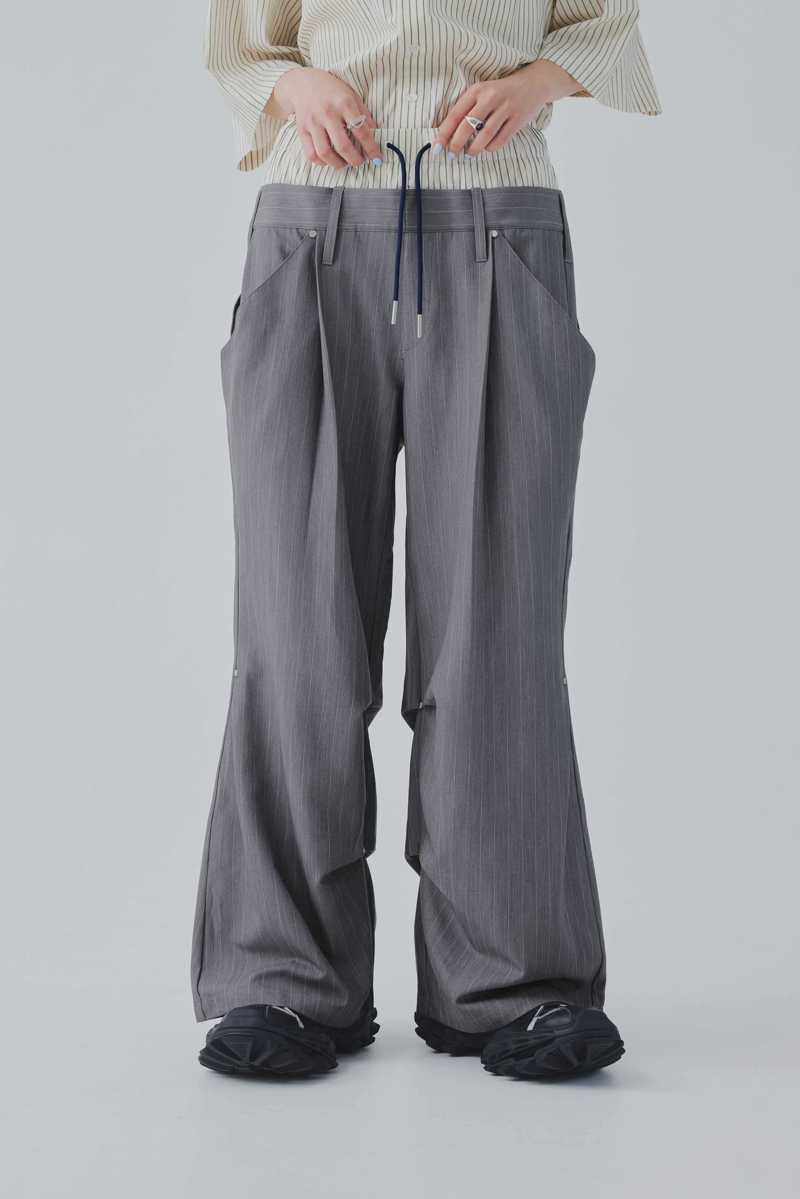 Double Waistband Trousers｜Gray