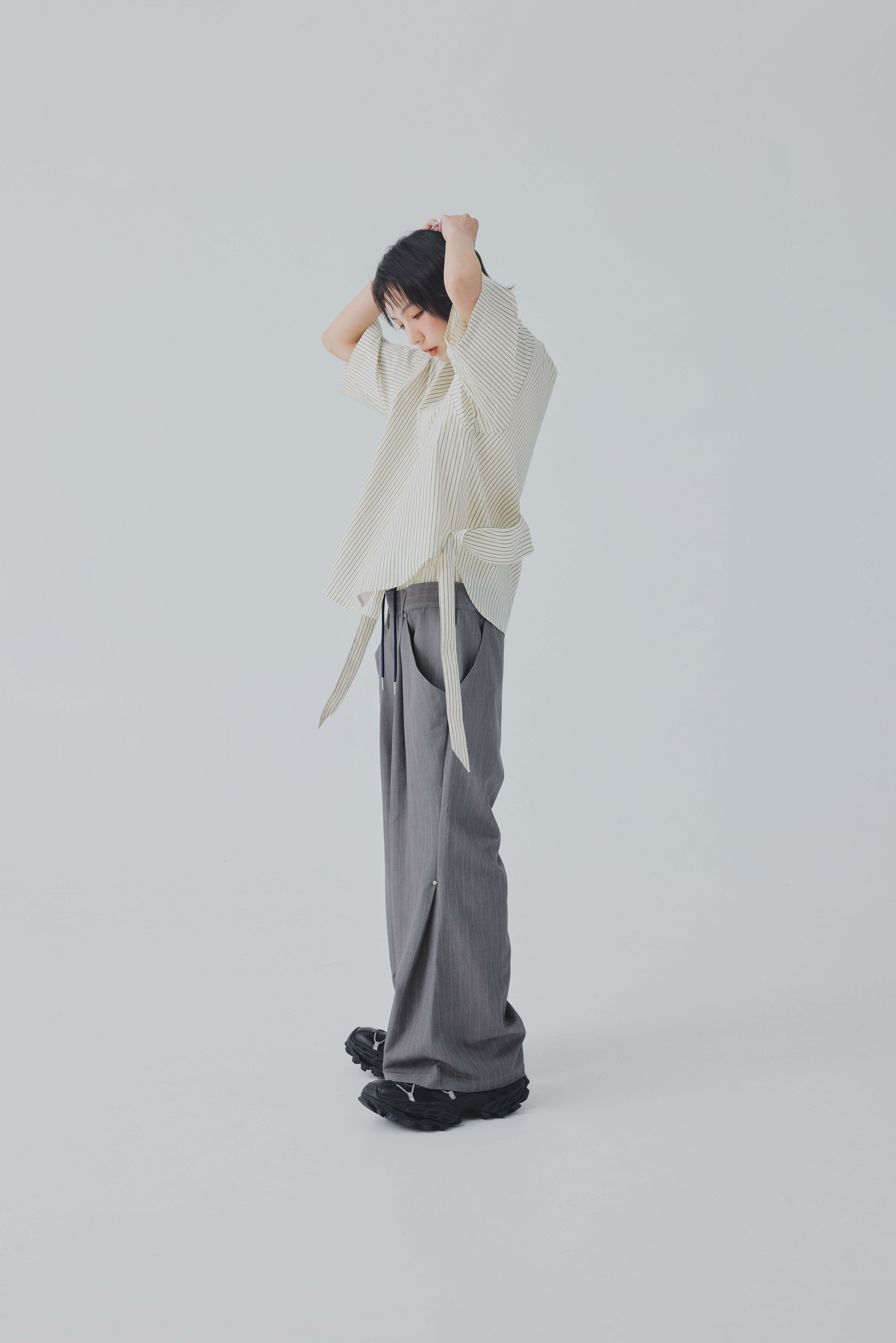 Double Waistband Trousers｜Gray