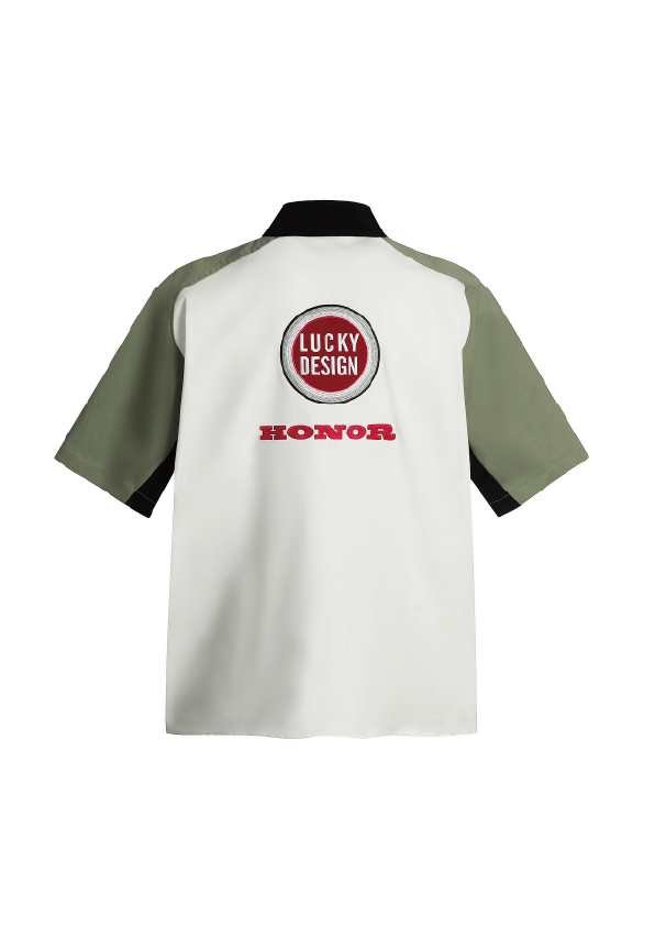 - SIMPLEACTION - 美式復古賽車拼接短袖上衣