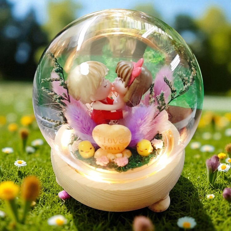 永生花玻璃罩情侶夜燈,生日禮物,開幕禮物,情人節禮物,Eternal Flower Glass Cover Couple Night Light, Birthday Gift, Opening Gift, Valentine's Day Gift