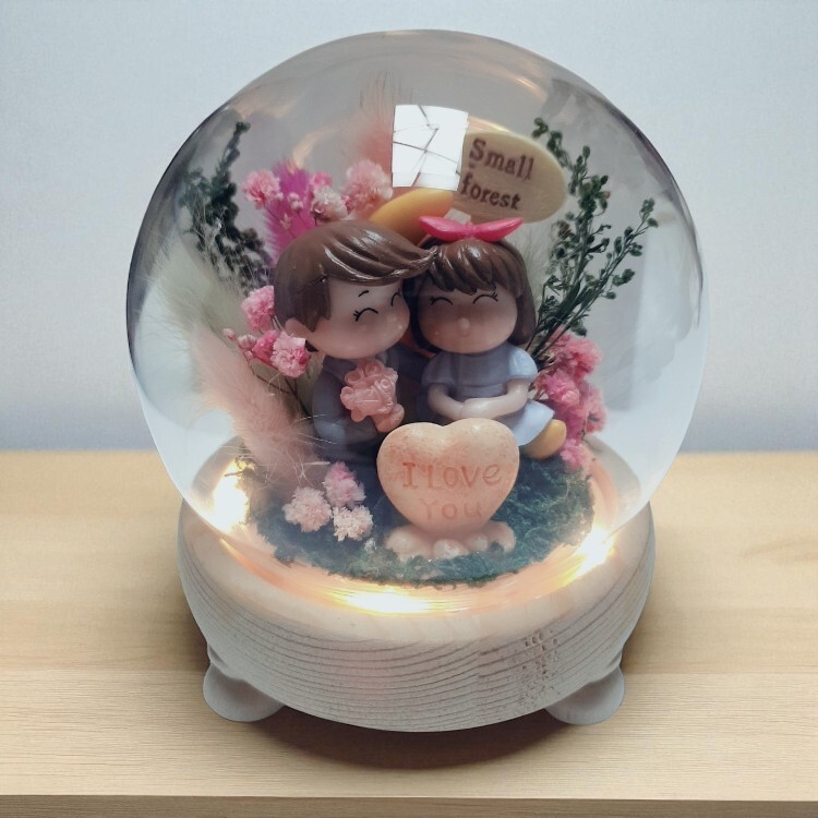 永生花玻璃罩情侶夜燈,生日禮物,開幕禮物,情人節禮物,Eternal Flower Glass Cover Couple Night Light, Birthday Gift, Opening Gift, Valentine's Day Gift