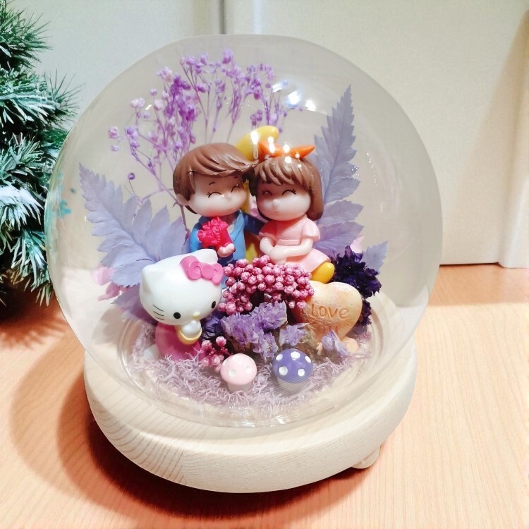 永生花玻璃罩情侶夜燈,生日禮物,開幕禮物,情人節禮物,Eternal Flower Glass Cover Couple Night Light, Birthday Gift, Opening Gift, Valentine's Day Gift