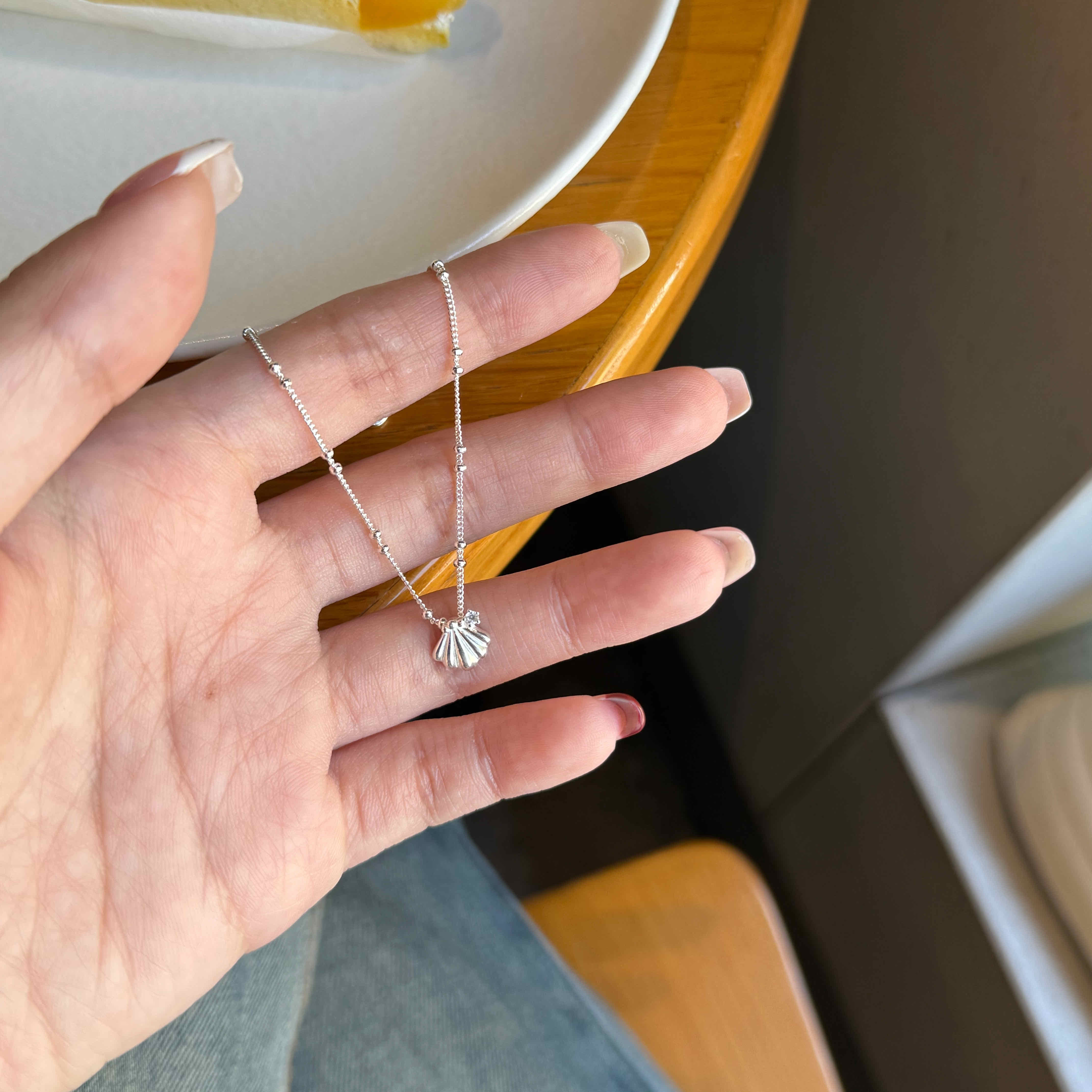 🇰🇷925 silver 貝殼單鑽手鍊