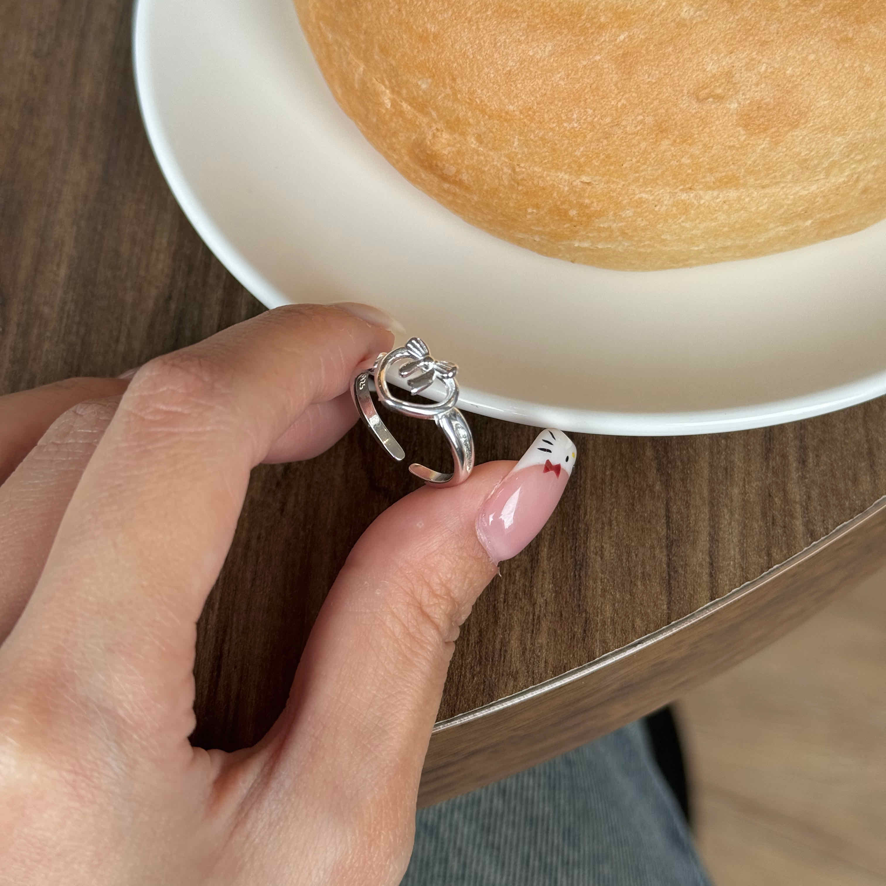 🇰🇷925 silver 愛心蝴蝶結厚磅戒指