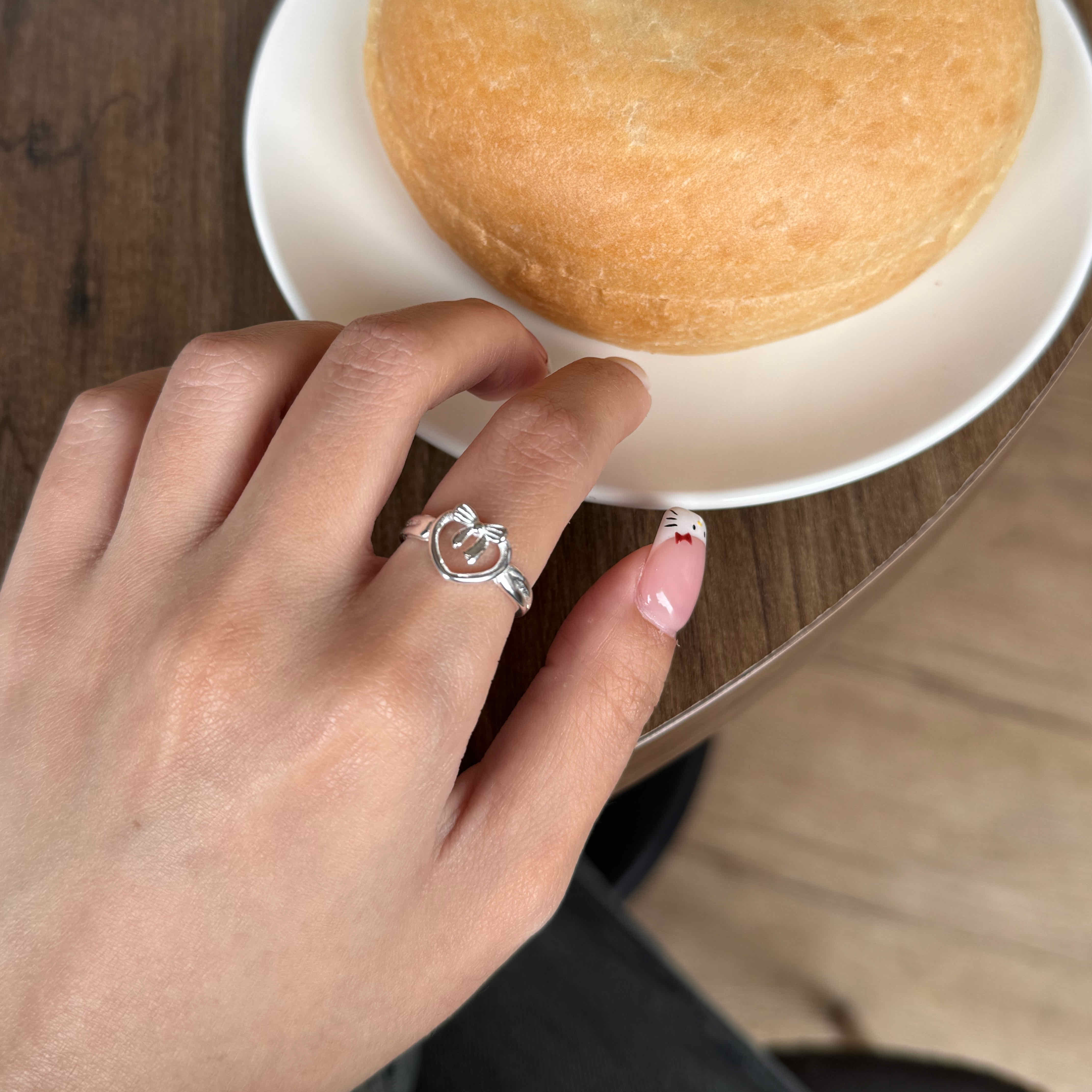 🇰🇷925 silver 愛心蝴蝶結厚磅戒指