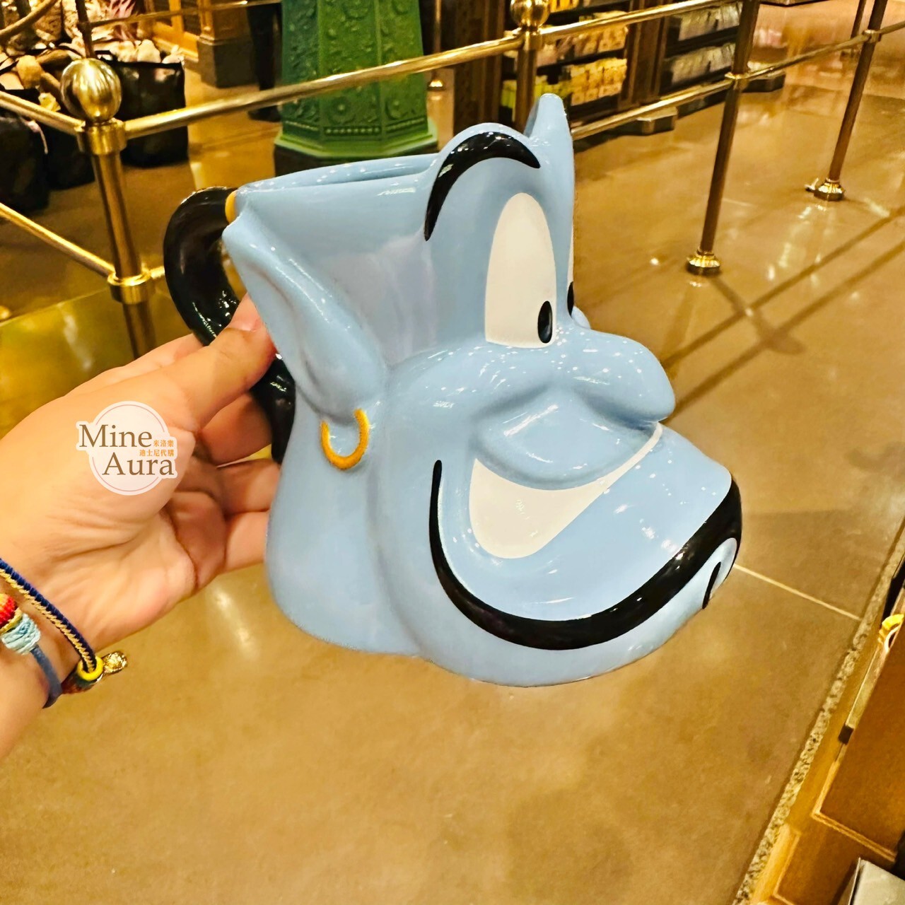 藍色 精靈 Jinn 大臉圖案 造型 馬克杯 水杯 阿拉丁 Aladdin -上海迪士尼樂園