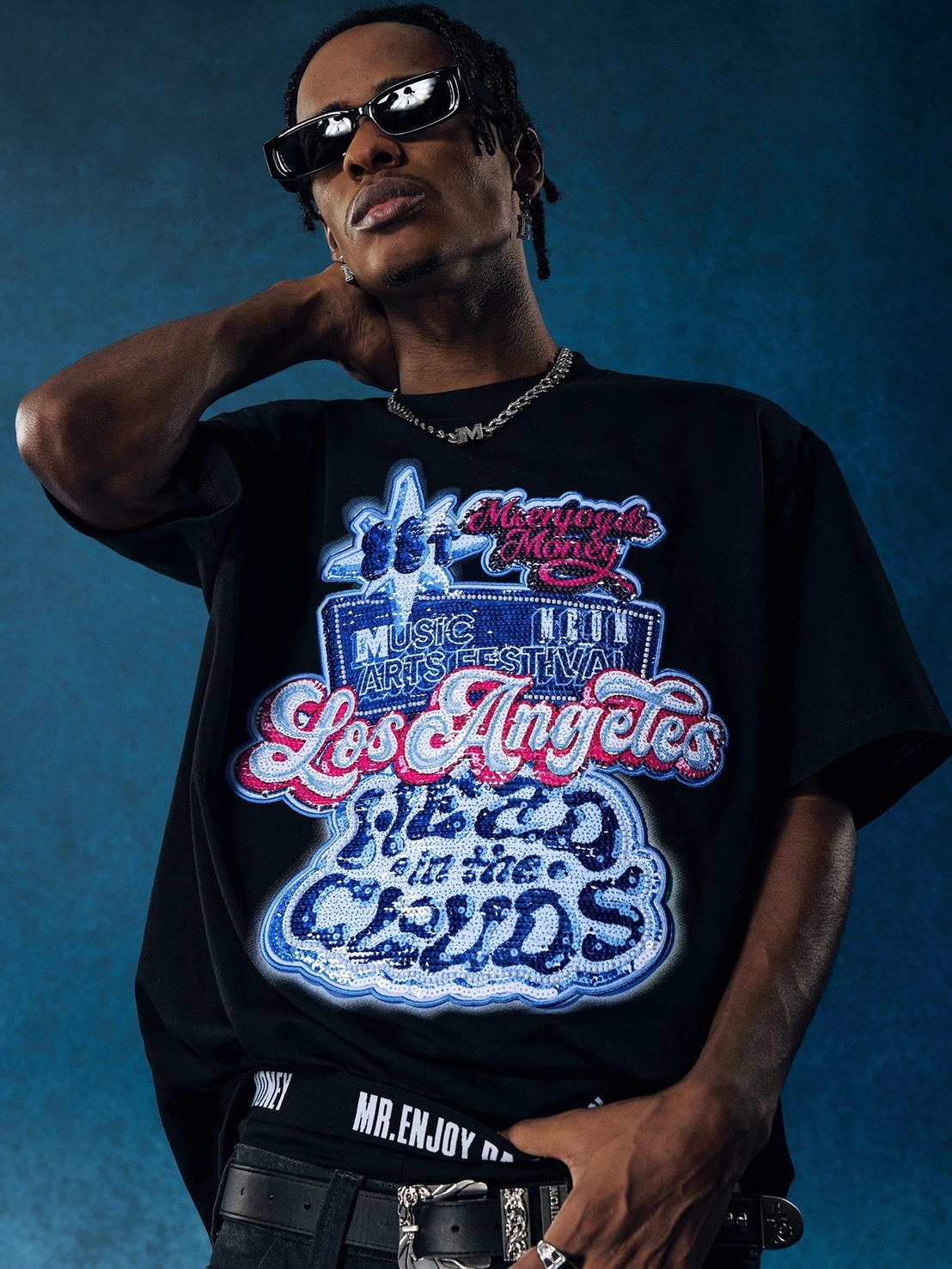 MEDM x 88RISING 聯名款 亮片美式音樂立牌 短袖 T