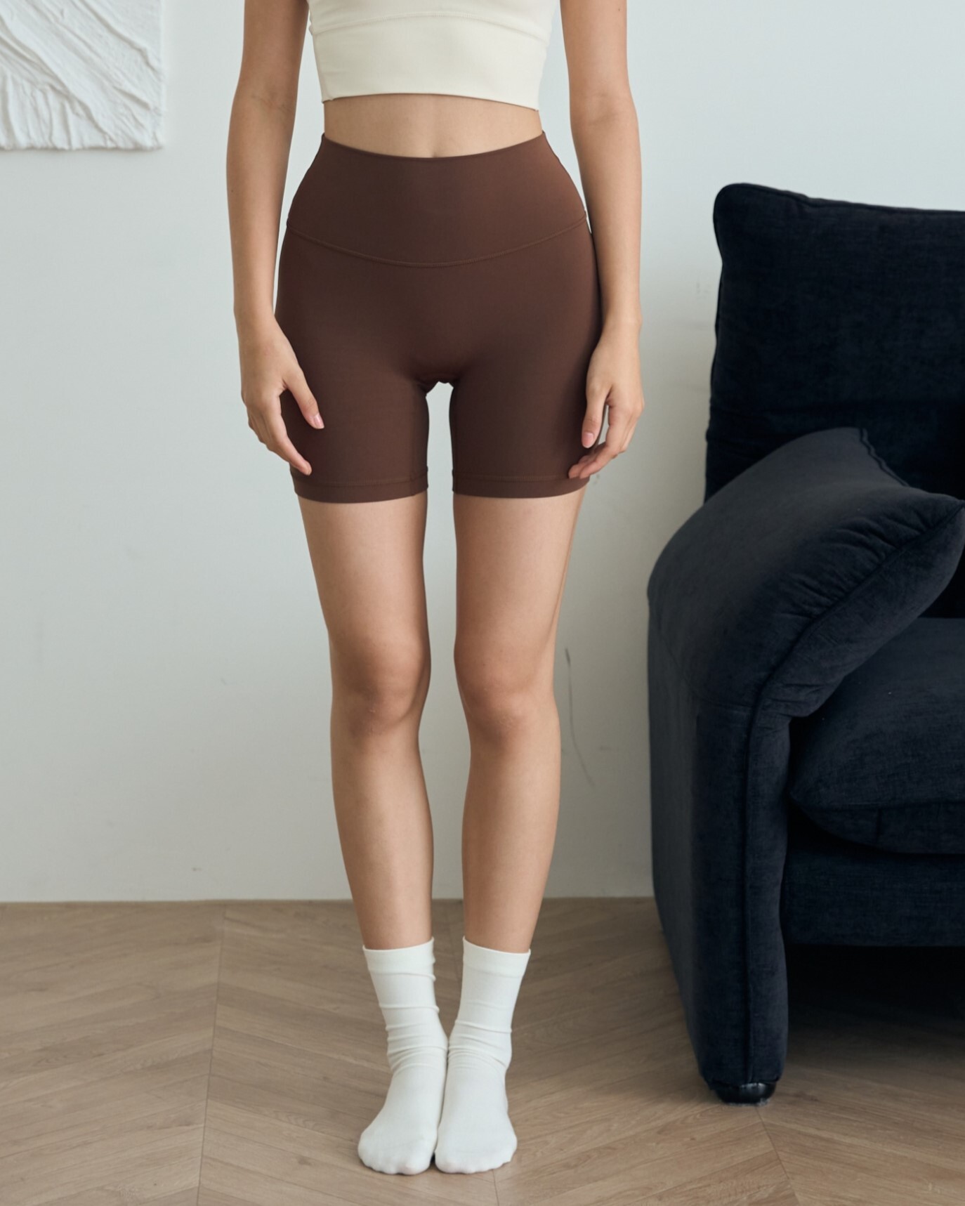 【零感四分】裸感瑜珈短褲-栗子咖
