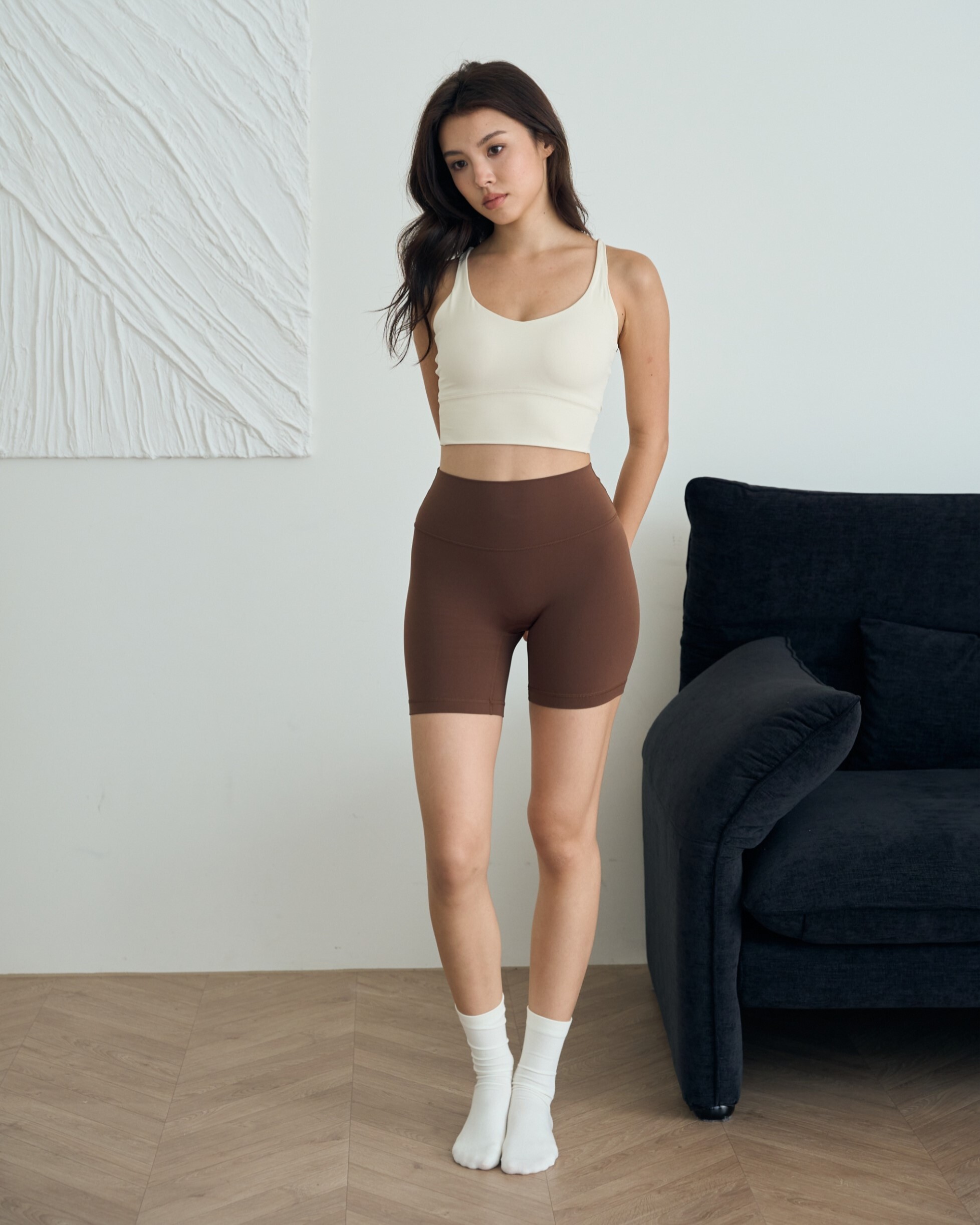 【零感四分】裸感瑜珈短褲-栗子咖
