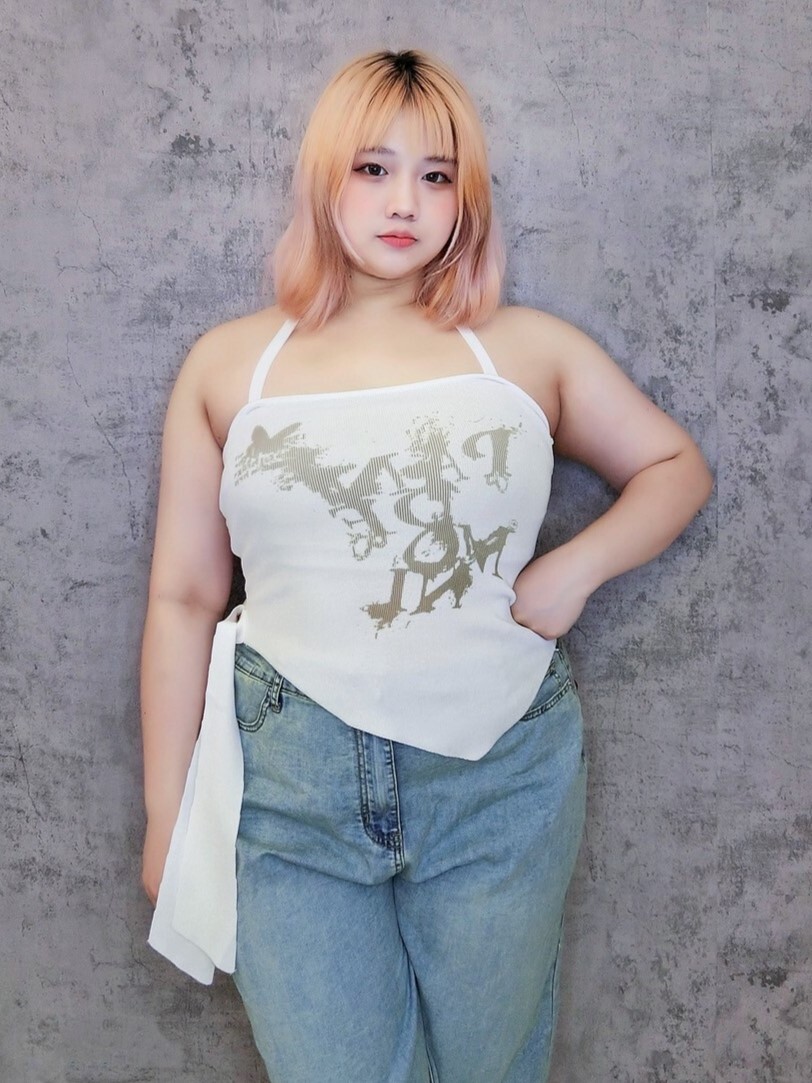 設計款平口繞脖不規則小可愛