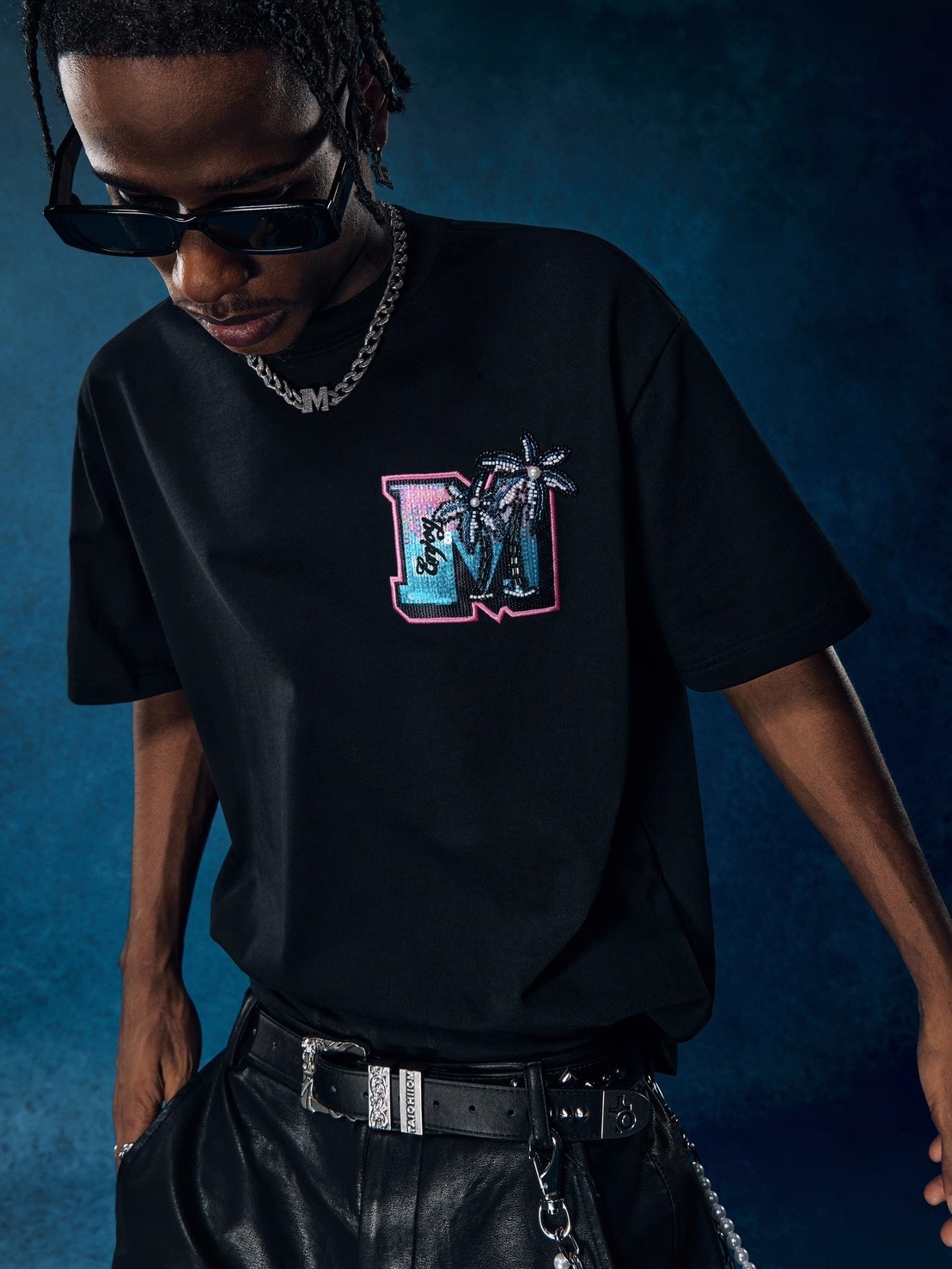 MEDM x 88RISING 聯名款 釘珠立體美人魚 椰林 短袖 T