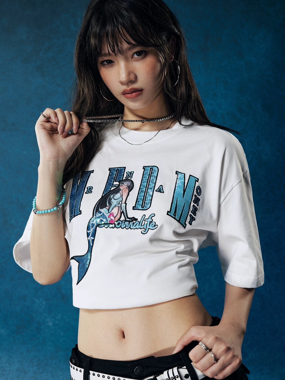 MEDM x 88RISING 聯名款 亮片美人魚 背後波紋Logo 短袖 T