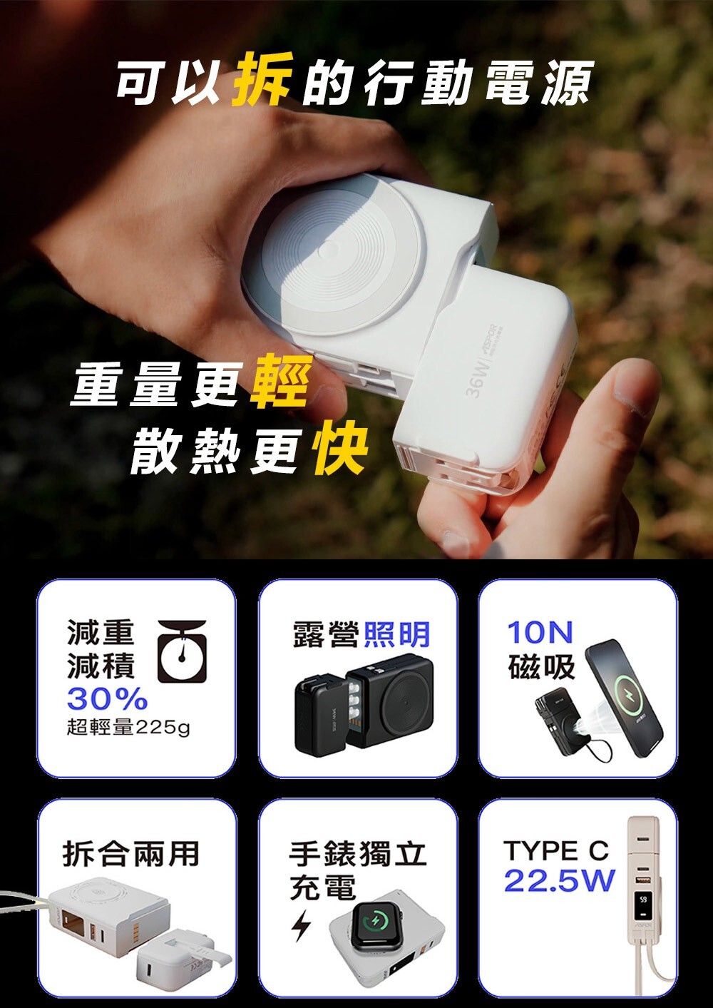 <全網最強> ASPOR 拆拆充 行動電源 可拆式 開團最優惠 現貨