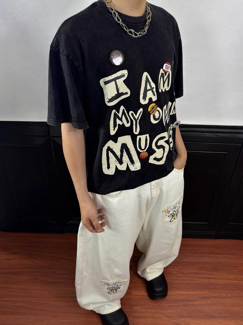 【7月新品 預購】美式印花別針水洗短袖 SMK-2606