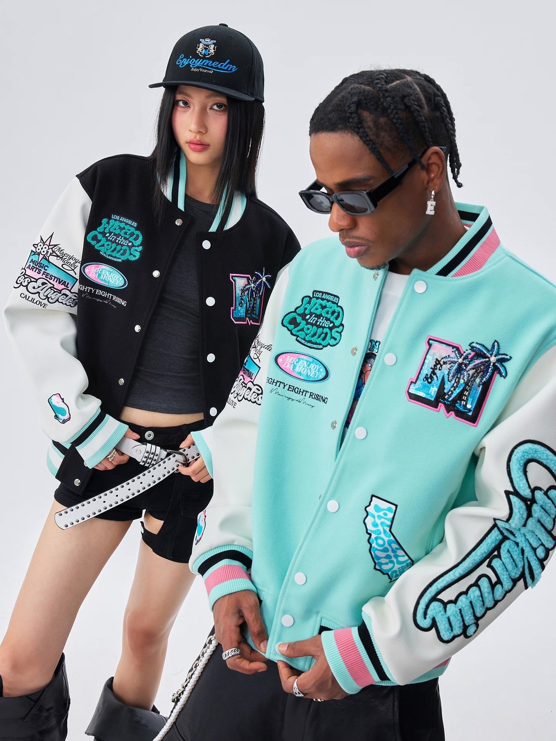 MEDM x 88RISING 聯名款 釘珠立體美人魚 椰林 亮片Logo 棒球外套