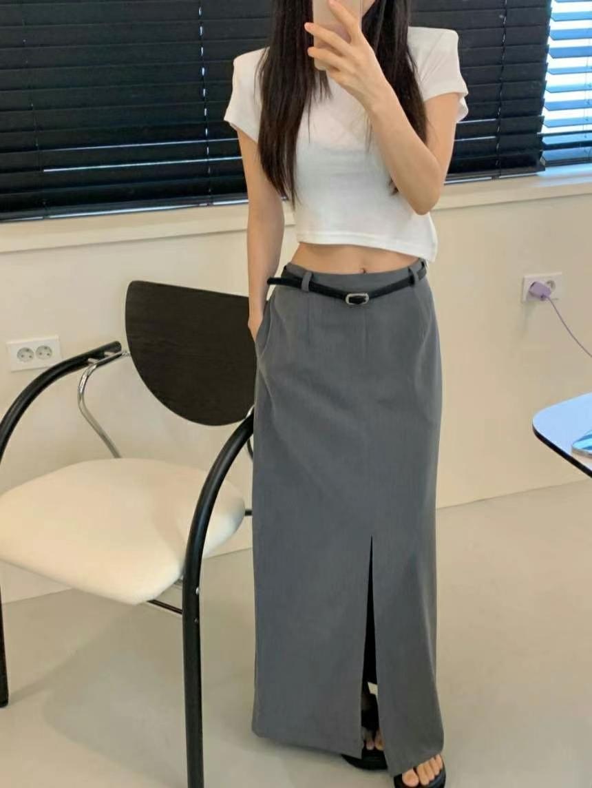韓國選品🇰🇷職場微辣⚡️修身開衩西裝長裙