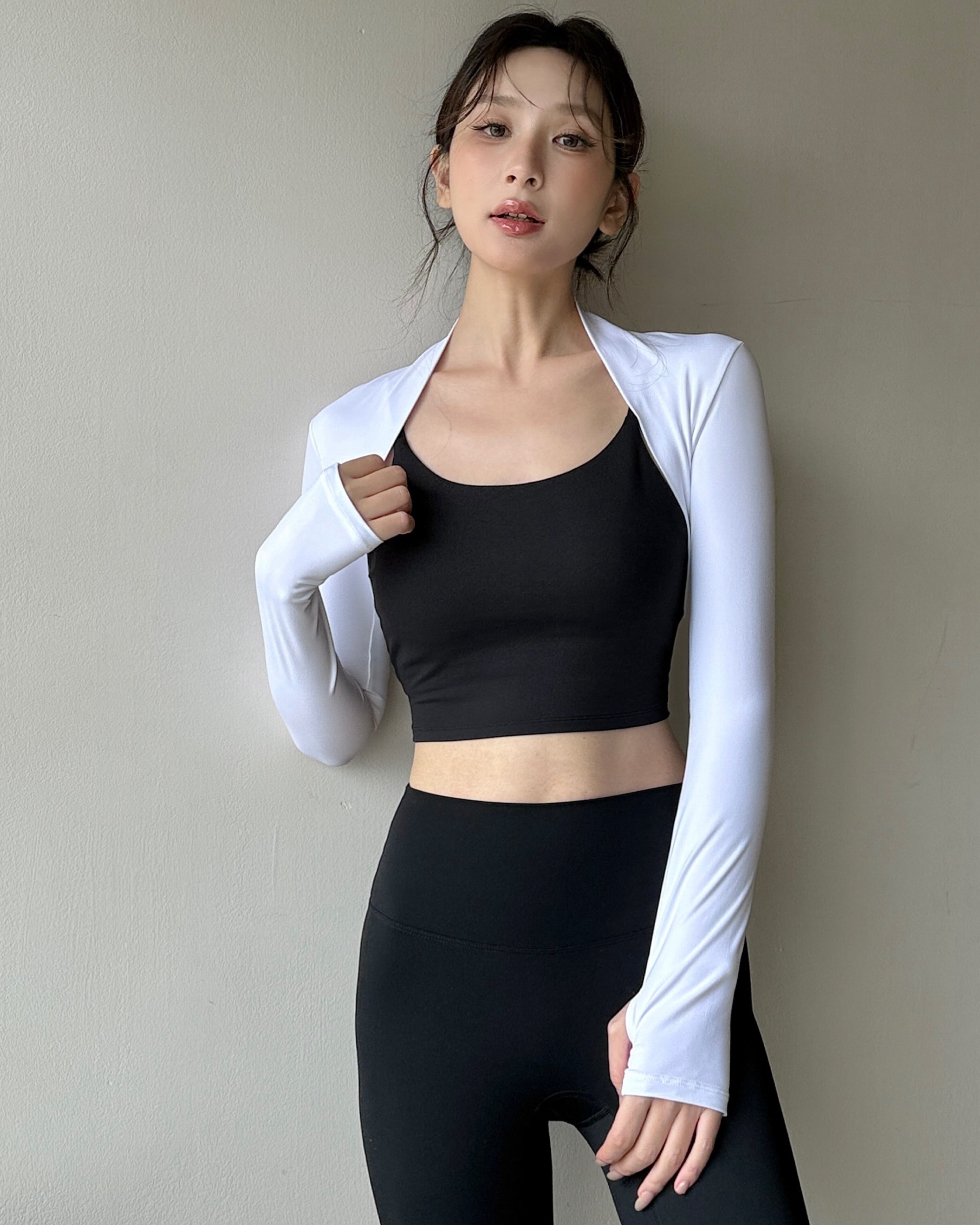 彈力短版拇指套坎肩-牛奶白