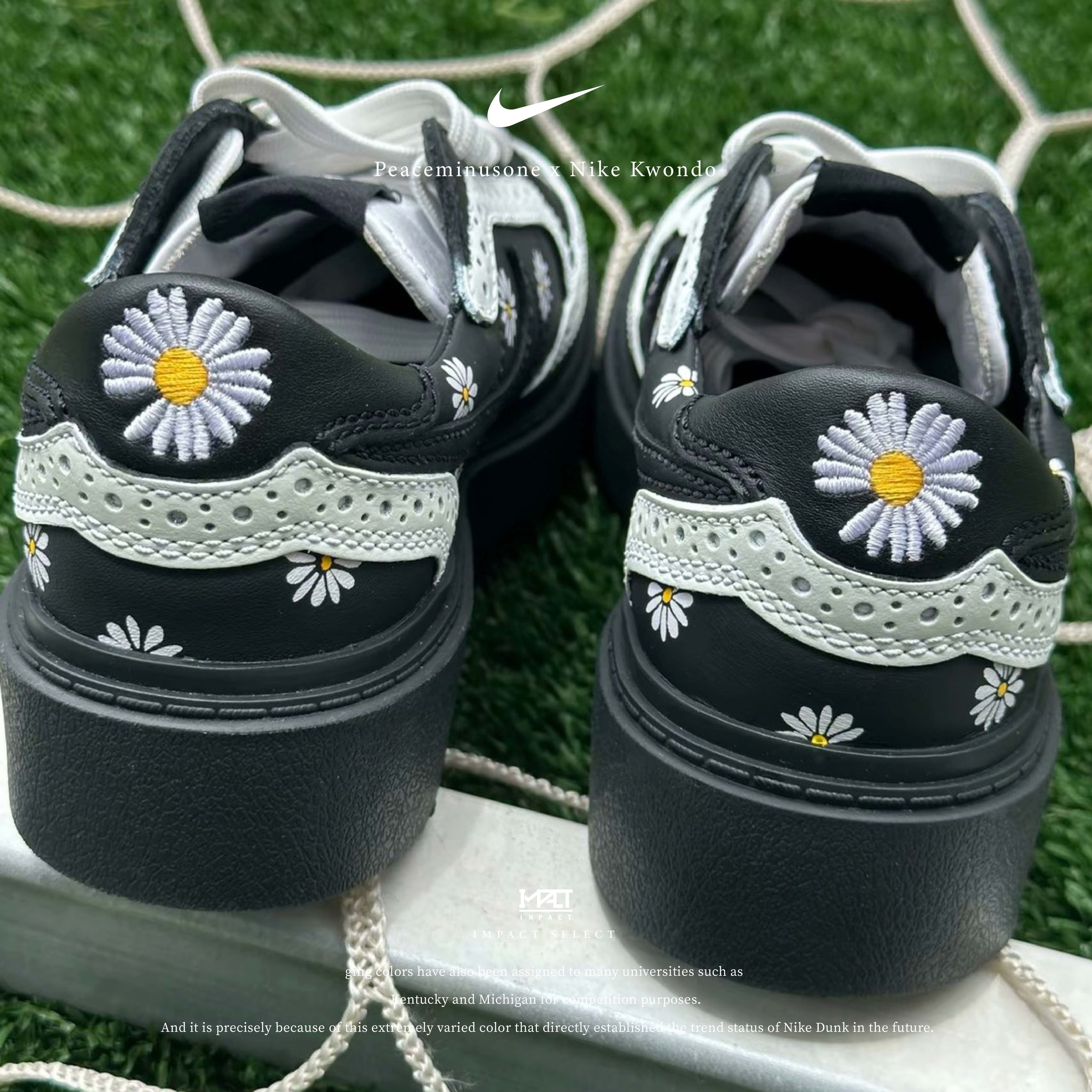 【訂製款】Peaceminusone x Nike Kwondo GD 權志龍 雛菊 滿版 皮製復古板鞋 女款